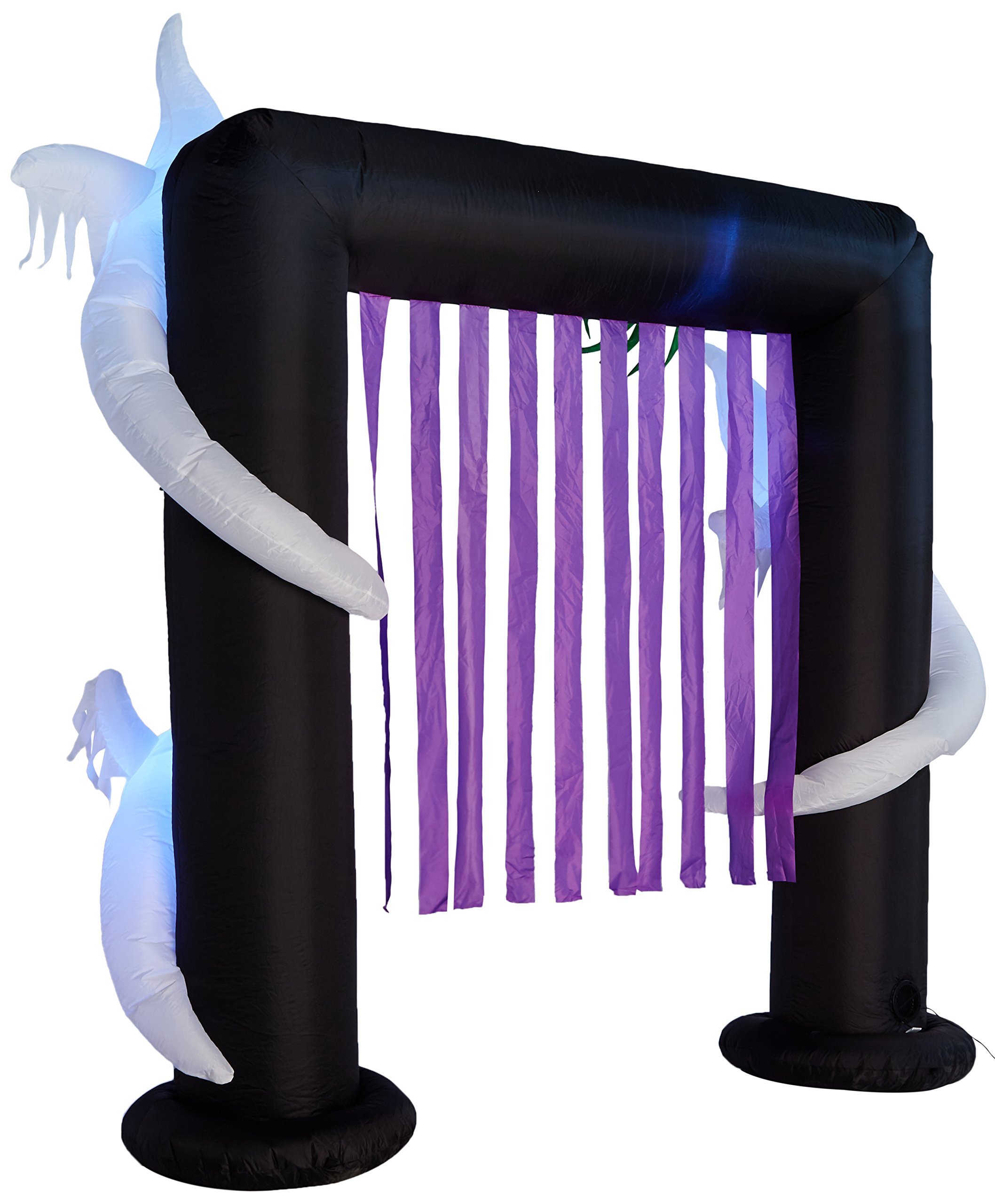 Halloween Party Decorations Bundle - 8ft Inflatable Ghost Spider Archway & 6.5ft Lighted Headless Horseman with Horse, Tombstones, Skull & Pumpkin - Perfect for Outdoor Yard Haunt, Spooky Home Decor & Halloween Night Party