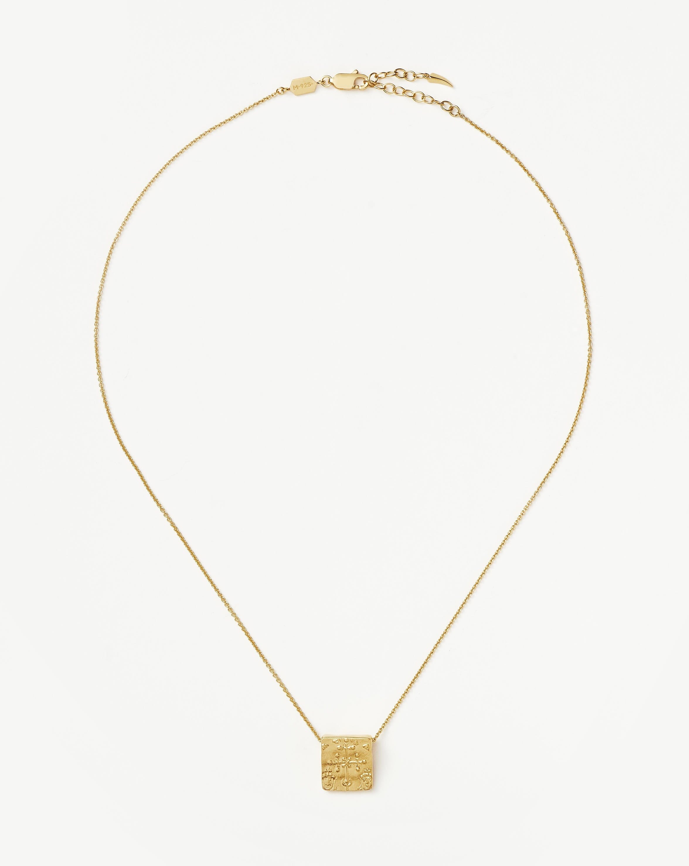 Lucy Williams Byzantine Square Coin Pendant Necklace - 18k Gold Vermeil Jewelry for Women | Elegant Layering Piece for Everyday Wear & Special Occasions