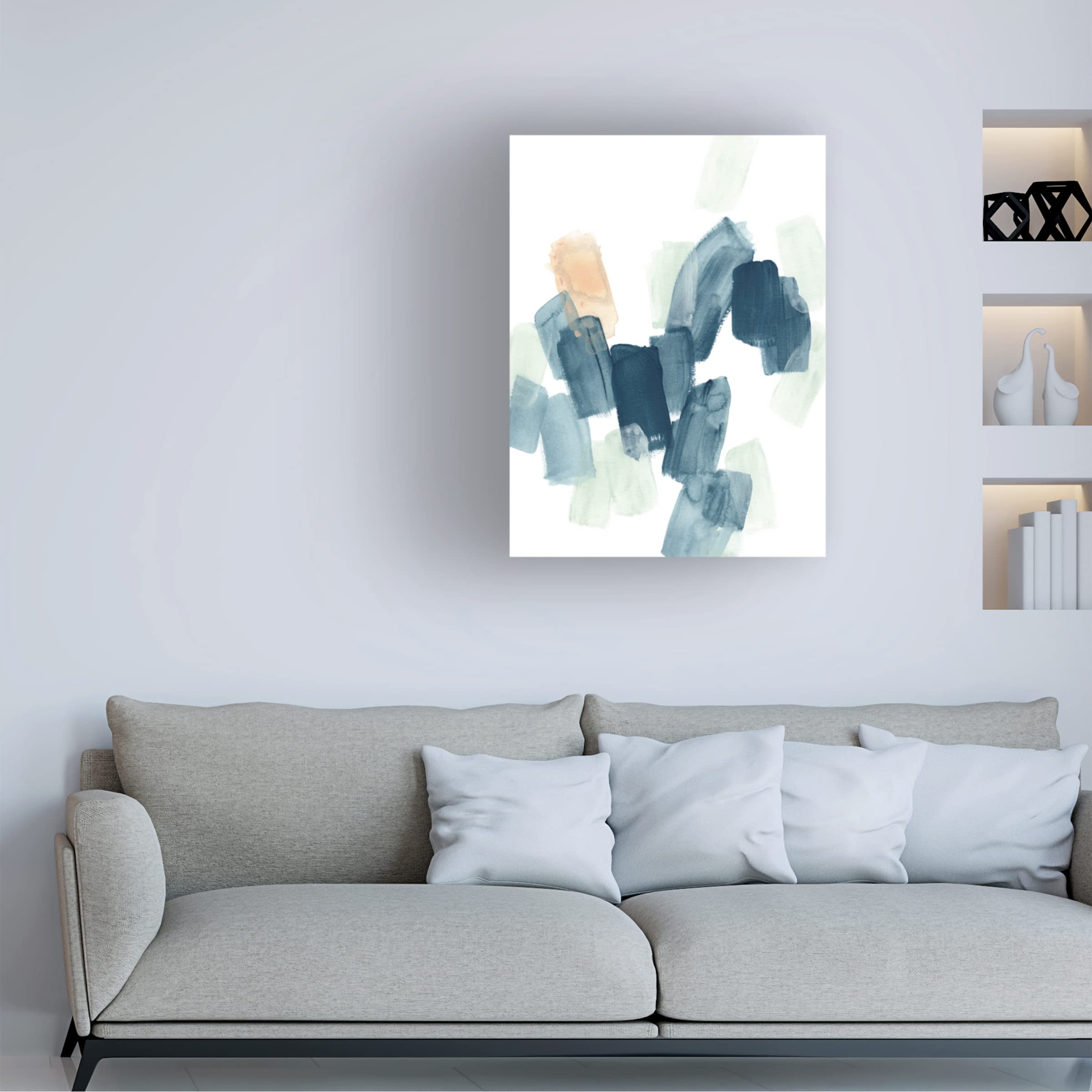 Trademark Fine Art 'Indigo Facets I' Abstract Canvas Wall Art by June Erica Vess - Modern Home Decor for Living Room, Bedroom & Office
