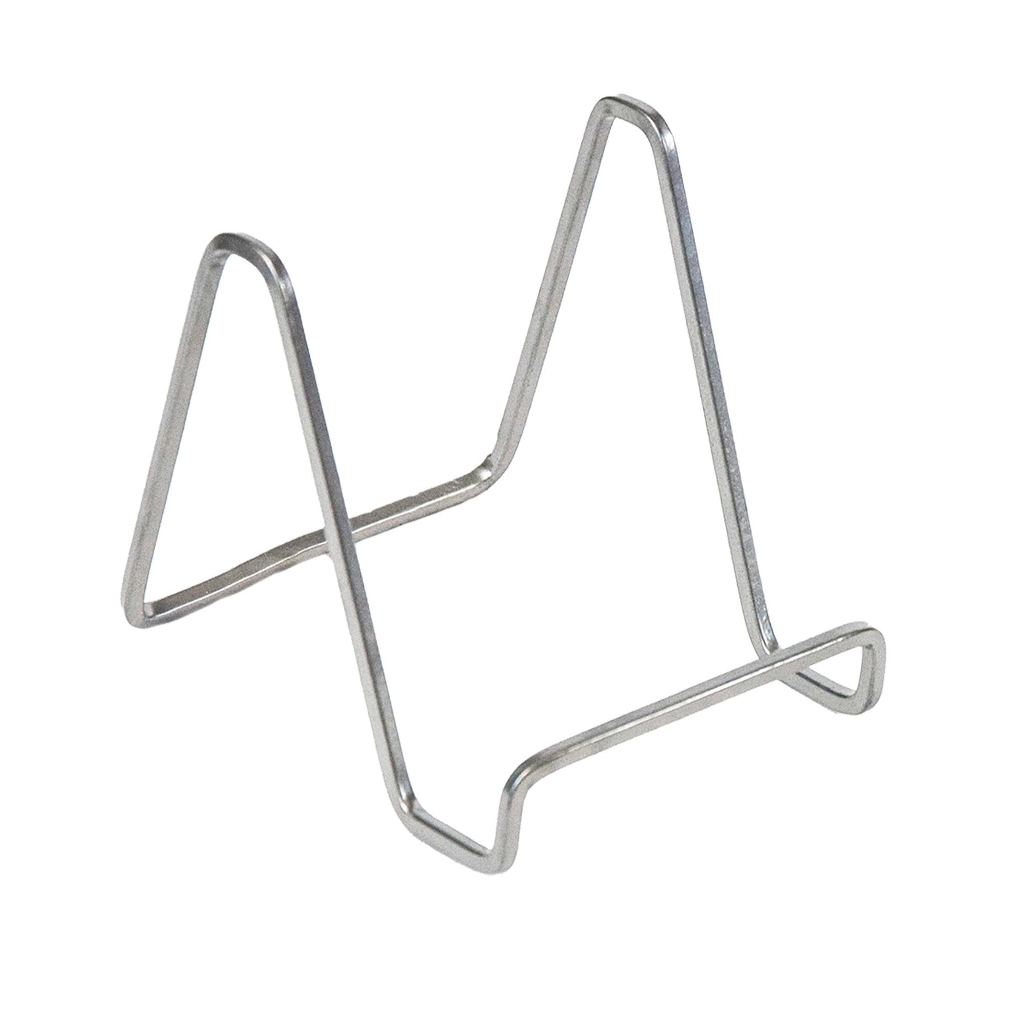 TRIPAR 6 Inch Silver Metal Square Wire Easel Display Stand for Plates, Artwork, Picture Frames - Perfect for Home Decor, Gallery Exhibits, and Retail Displays