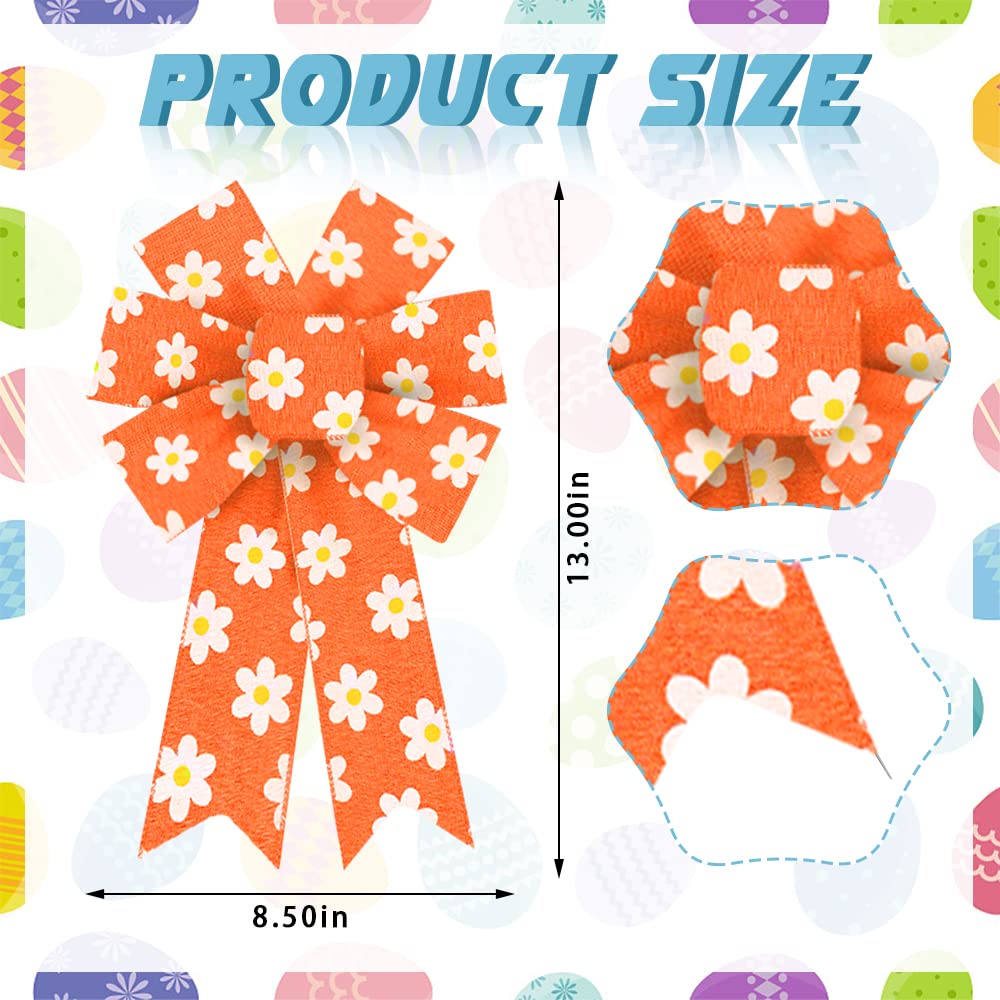 2 Pcs Spring Daisy Bows for Wreaths - Floral Decor for Doors & Windows