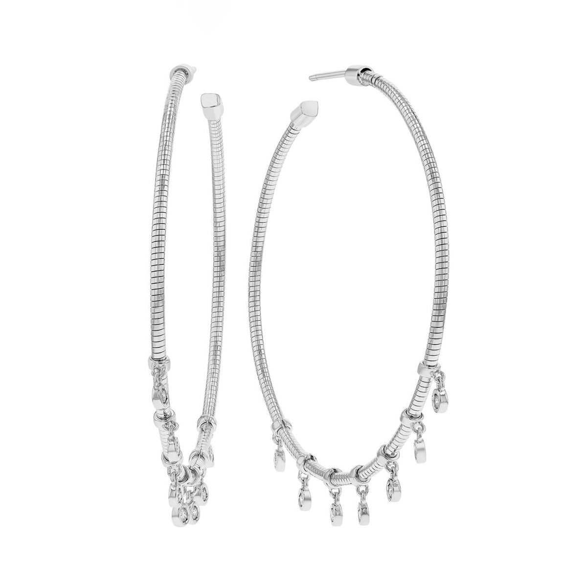 14K Sterling Silver & Diamond Hoop Earrings for Women | Classic Dangle Earrings for Everyday Wear & Special Occasions | Perfect Gift for Birthday, Anniversary & Valentine's Day