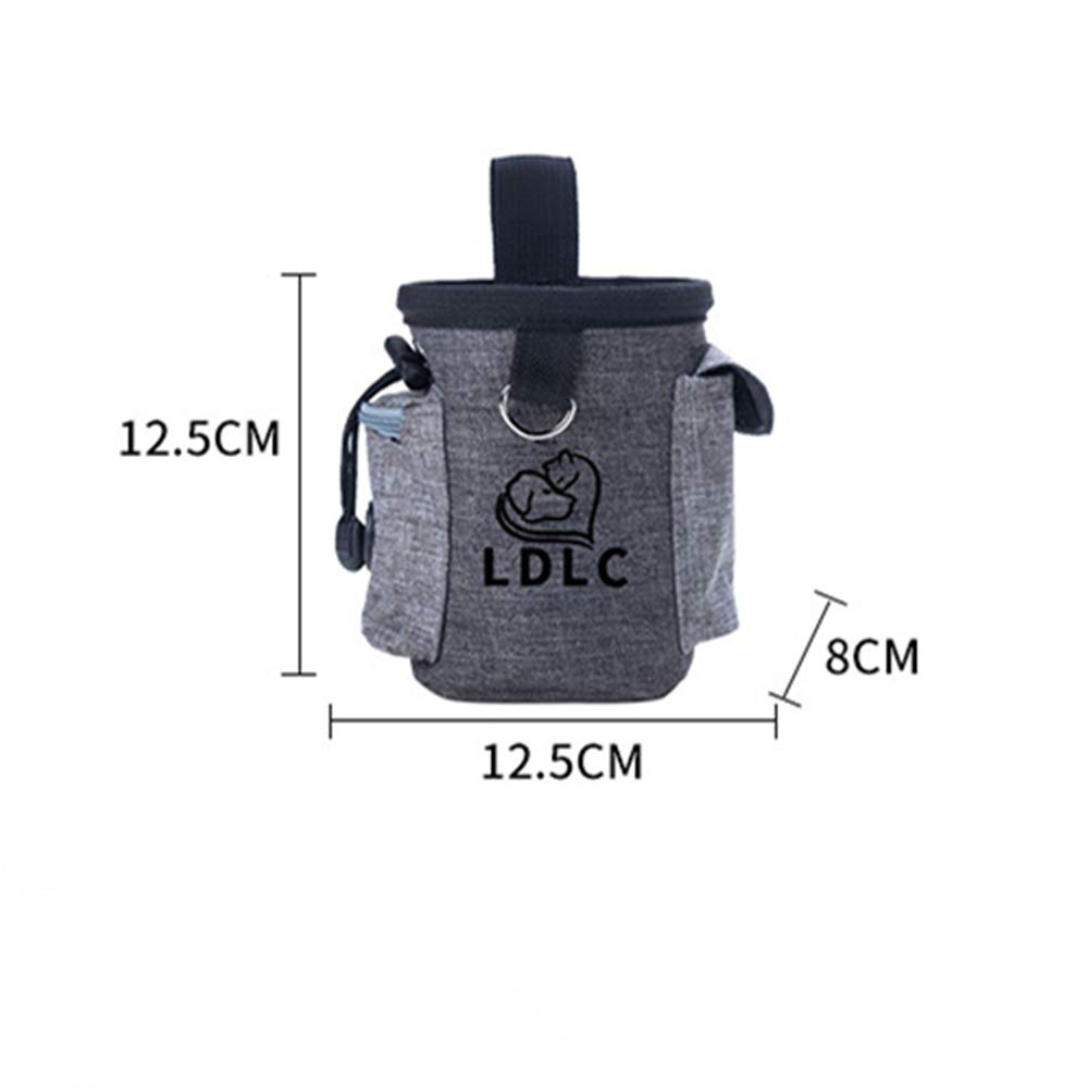 LDLC Dog Treat Pouch with Waist Clip - Pet Training & Hiking Snacks Holder (Light Grey)