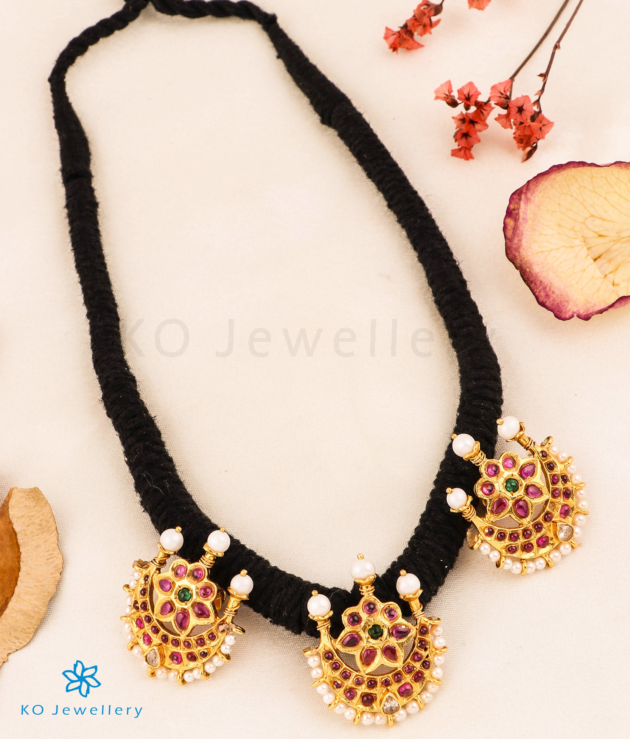 Chandrodaya Sterling Silver Black Thread Necklace for Women - Elegant Layering Jewelry for Casual & Formal Occasions