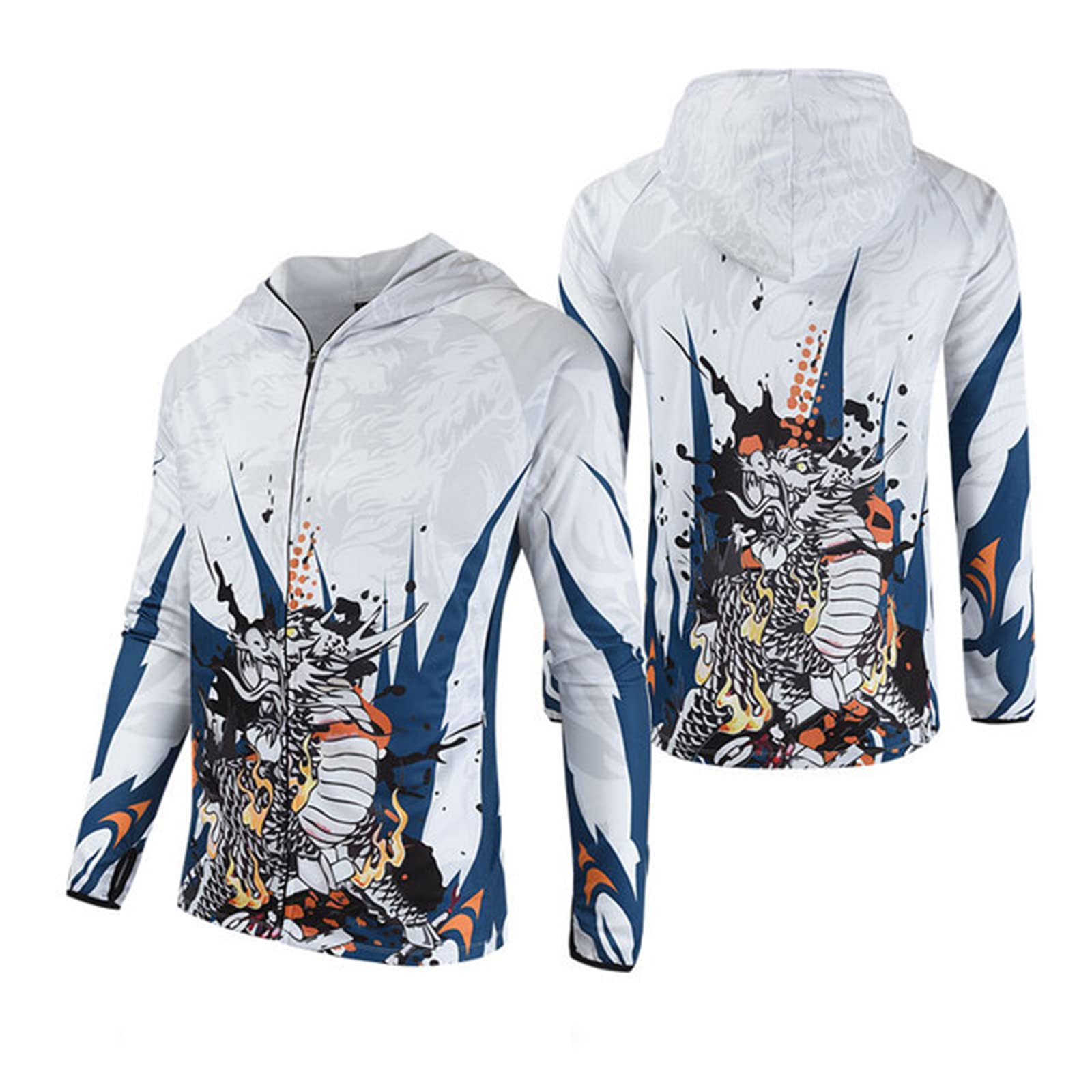 Men's Sun Protective Jackets 2023 - UPF 50+ UV Protection Fishing Hoodies, Long Sleeve Breathable Quick Dry Shirts for Summer Outdoor Activities (Size: B, XXL) - Perfect for Fishing, Hiking, Camping & Beach Trips
