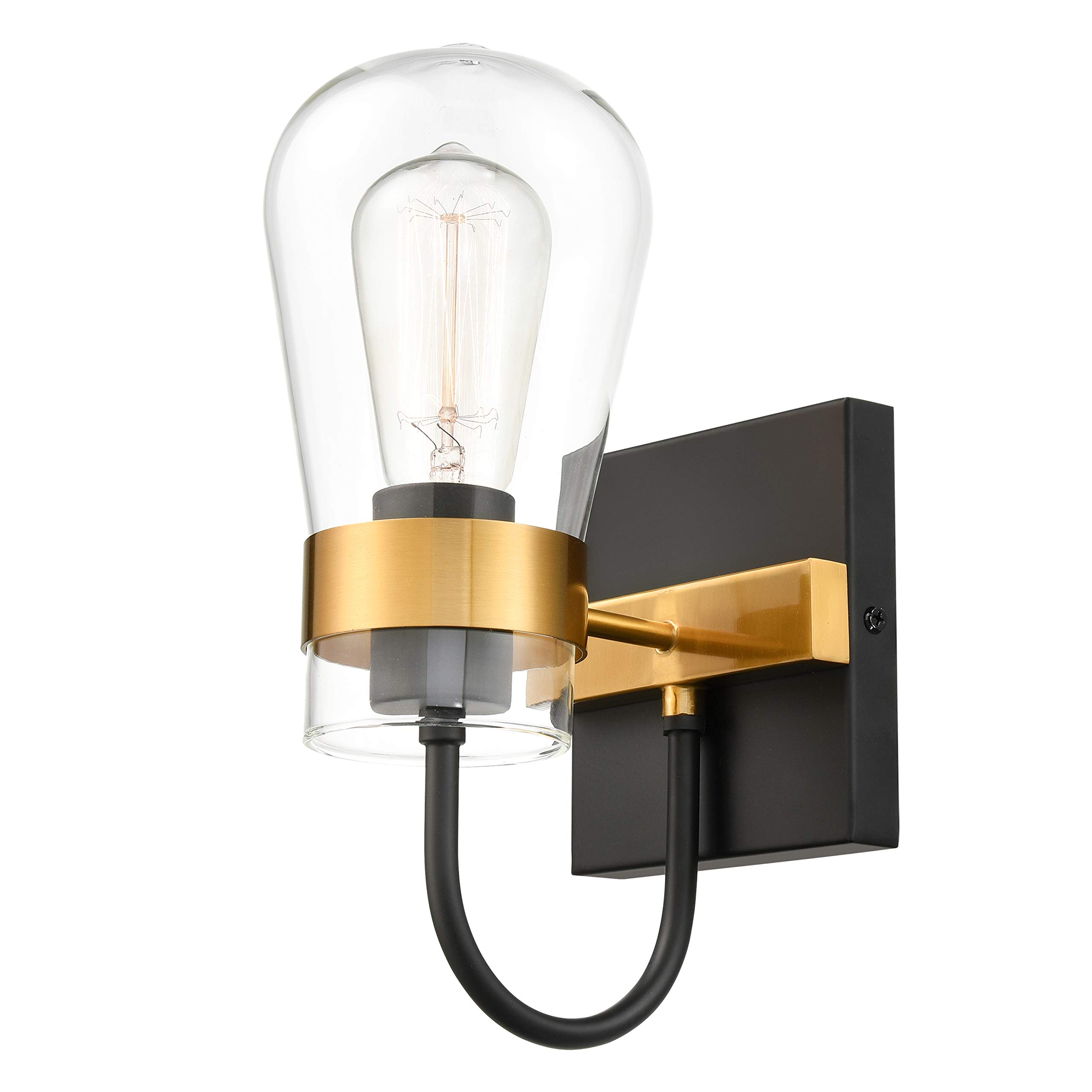 Modern Vanity Light Fixture - Black & Brushed Brass 1-Light Bathroom Sconce for Mirror Lighting | Perfect for Contemporary Bathroom, Bedroom or Dressing Room Makeup Area