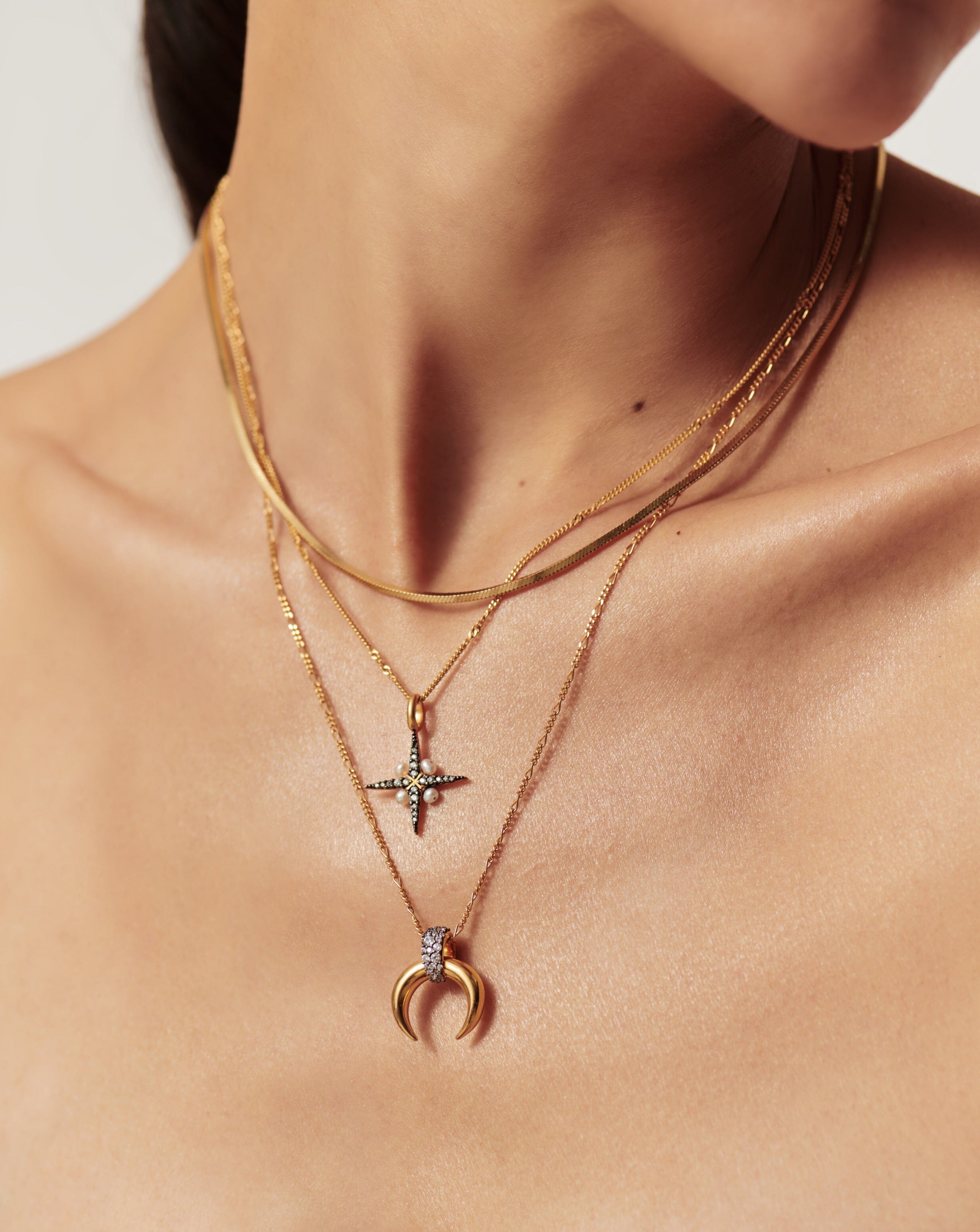Lucy Williams Pavé Horn Pendant Necklace - 18k Gold Vermeil & Cubic Zirconia Jewelry for Women | Elegant Gift for Birthday, Anniversary & Special Occasions