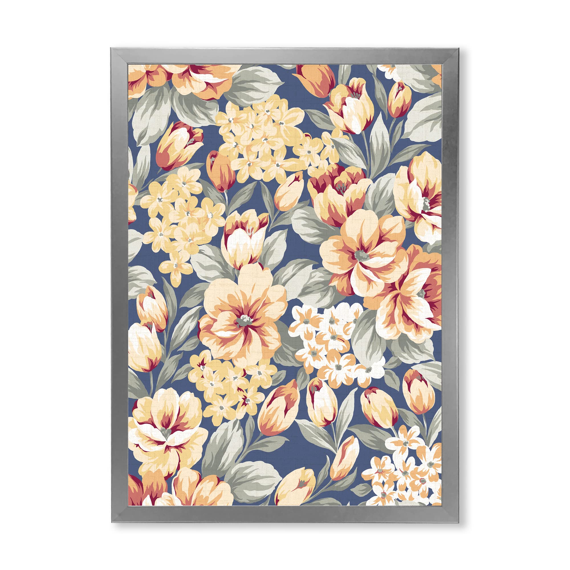 Vintage Yellow and Orange Floral Traditional Framed Wall Art - Home Decor for Living Room, Bedroom & Office - Perfect Gift for Housewarming & Holidays