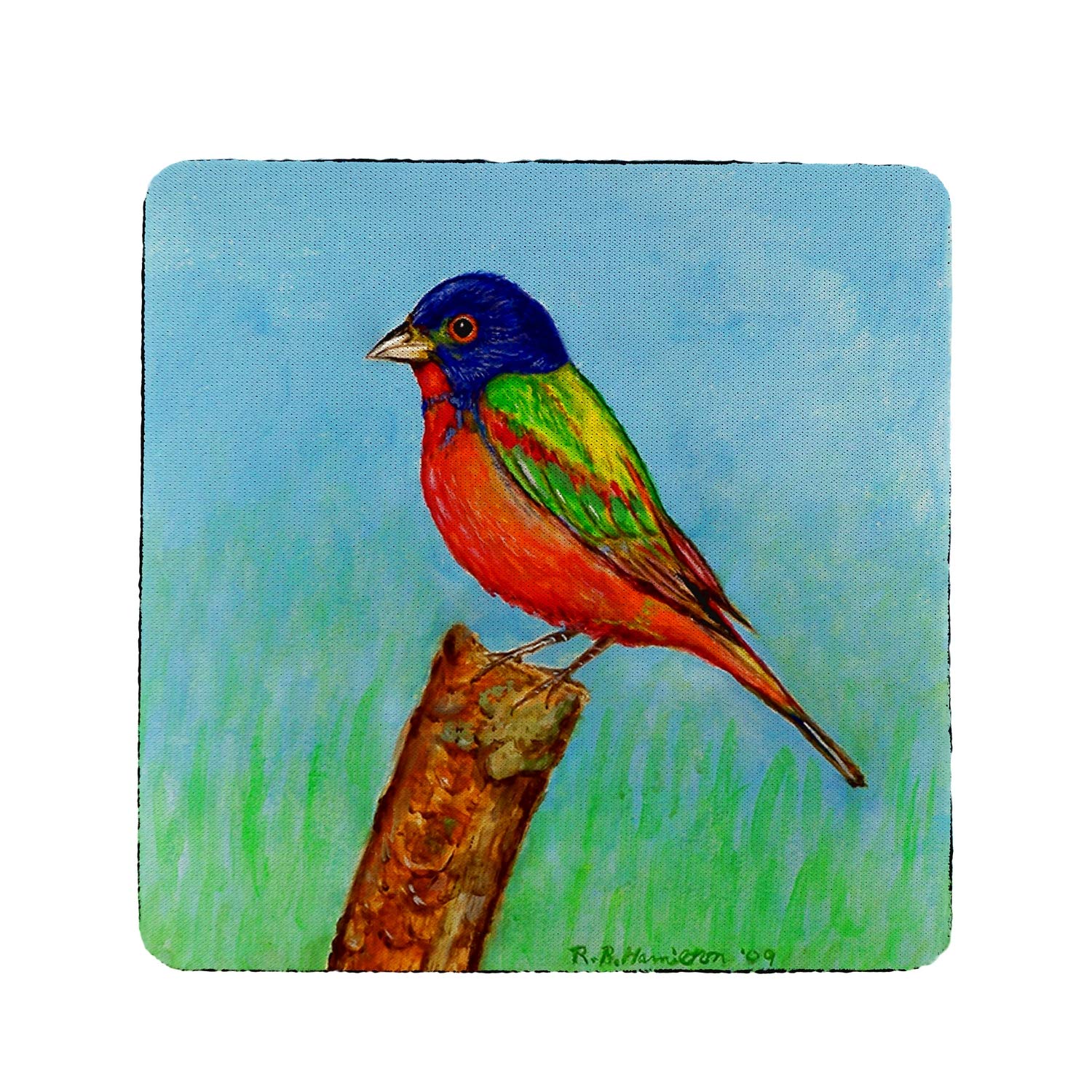 Betsy Drake Painted Bunting Coaster Set of 4 - Handmade Ceramic Drink Coasters for Coffee & Wine - Perfect for Home Decor, Kitchen, and Dining Table