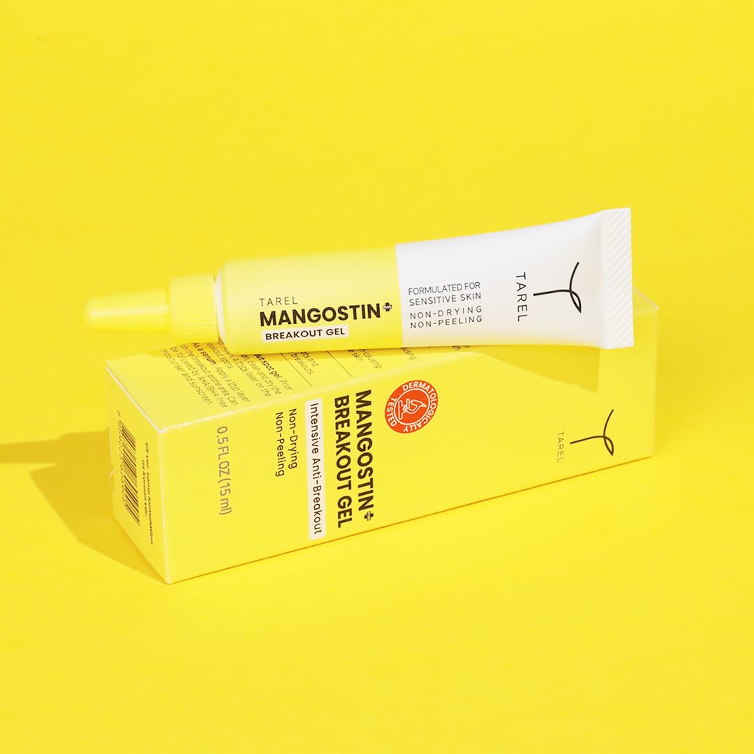 Tarel Mangostin Plus Breakout Gel - Gentle Non-Drying Acne Treatment for Sensitive & Blemish-Prone Skin (0.5 fl oz) - Perfect for Daily Skincare Routine & Overnight Spot Treatment