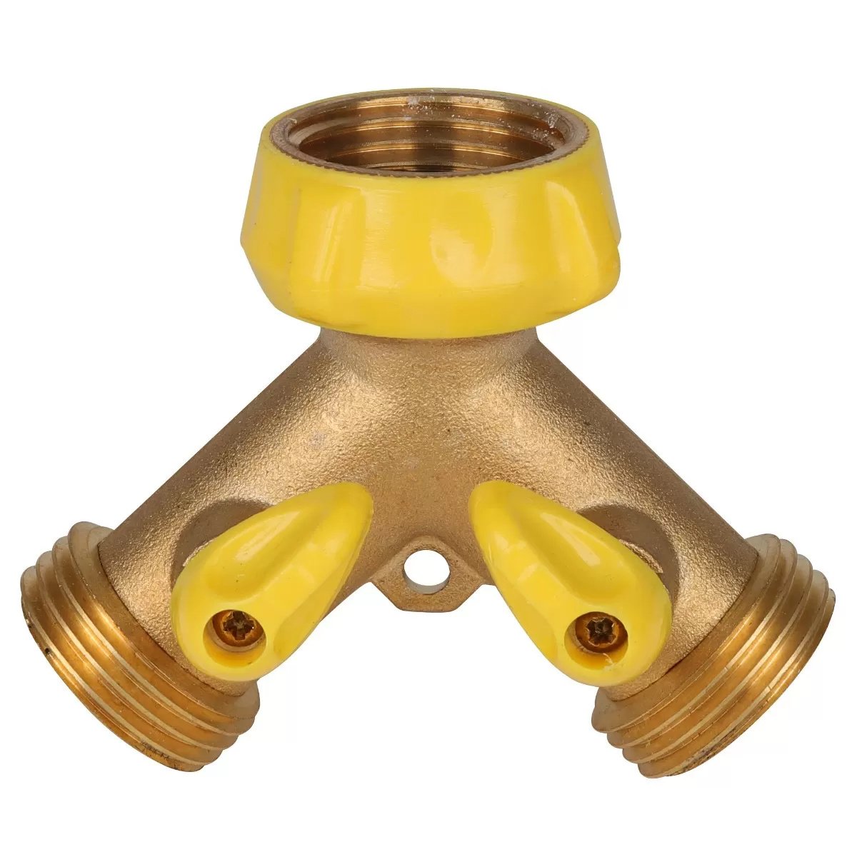 Dual Hose Brass Y Connector - High-Quality Splitter for Garden, Air, and Water Hoses - Perfect for Irrigation, Car Washing & Home Plumbing