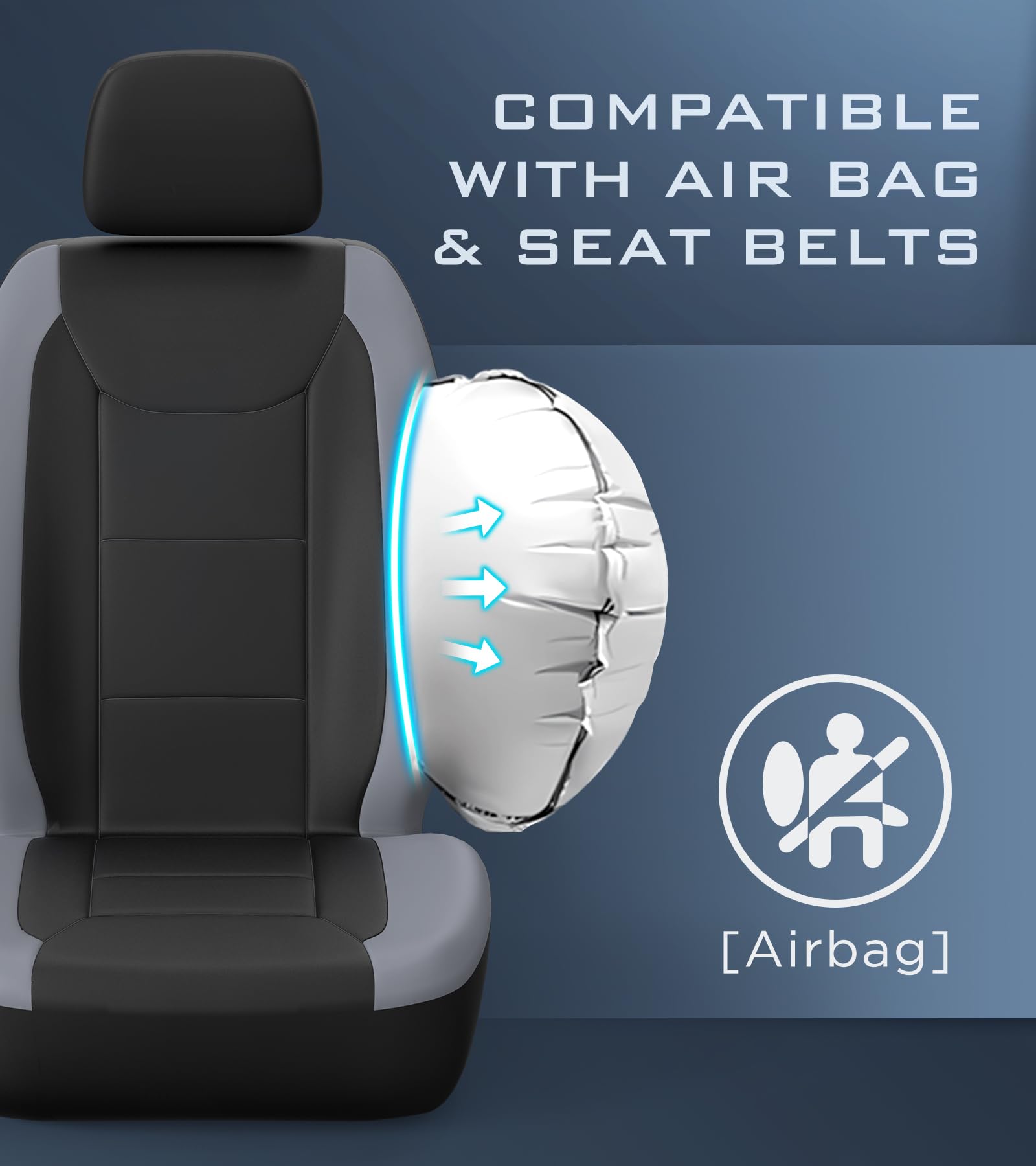 Premium Waterproof Car Seat Covers Full Set - Thick Padded Front & Rear Split Bench Seat Protectors for Cars | Easy Installation | Universal Fit | Grey | Perfect for Pet Owners, Family Road Trips & Daily Commute