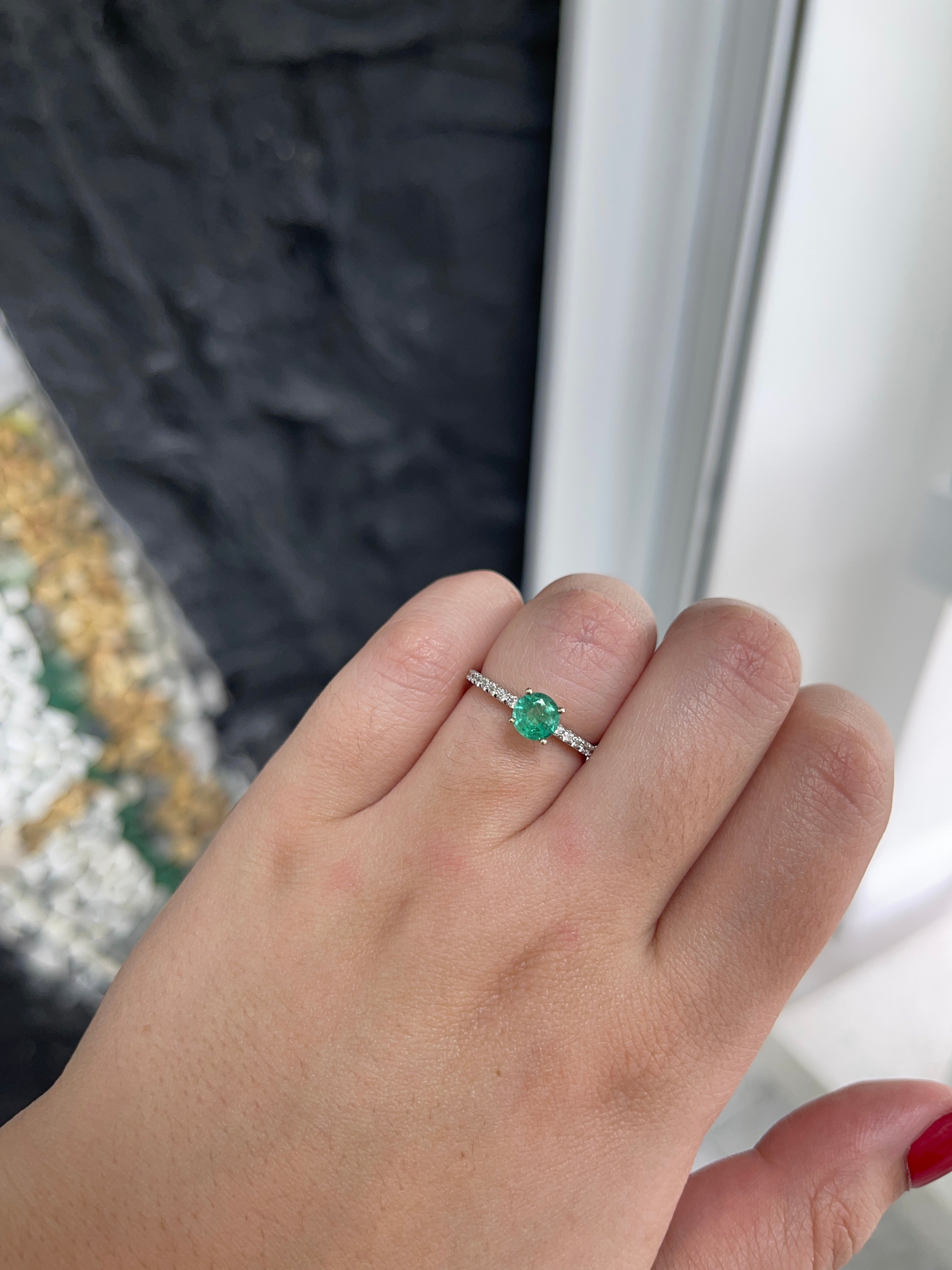 2.40tcw 14K 585 Gold Medium Light Green Cushion Emerald & Diamond Accent Engagement Ring for Women - Elegant Wedding, Proposal, Anniversary Gift - Perfect for Bridal Jewelry & Special Occasions