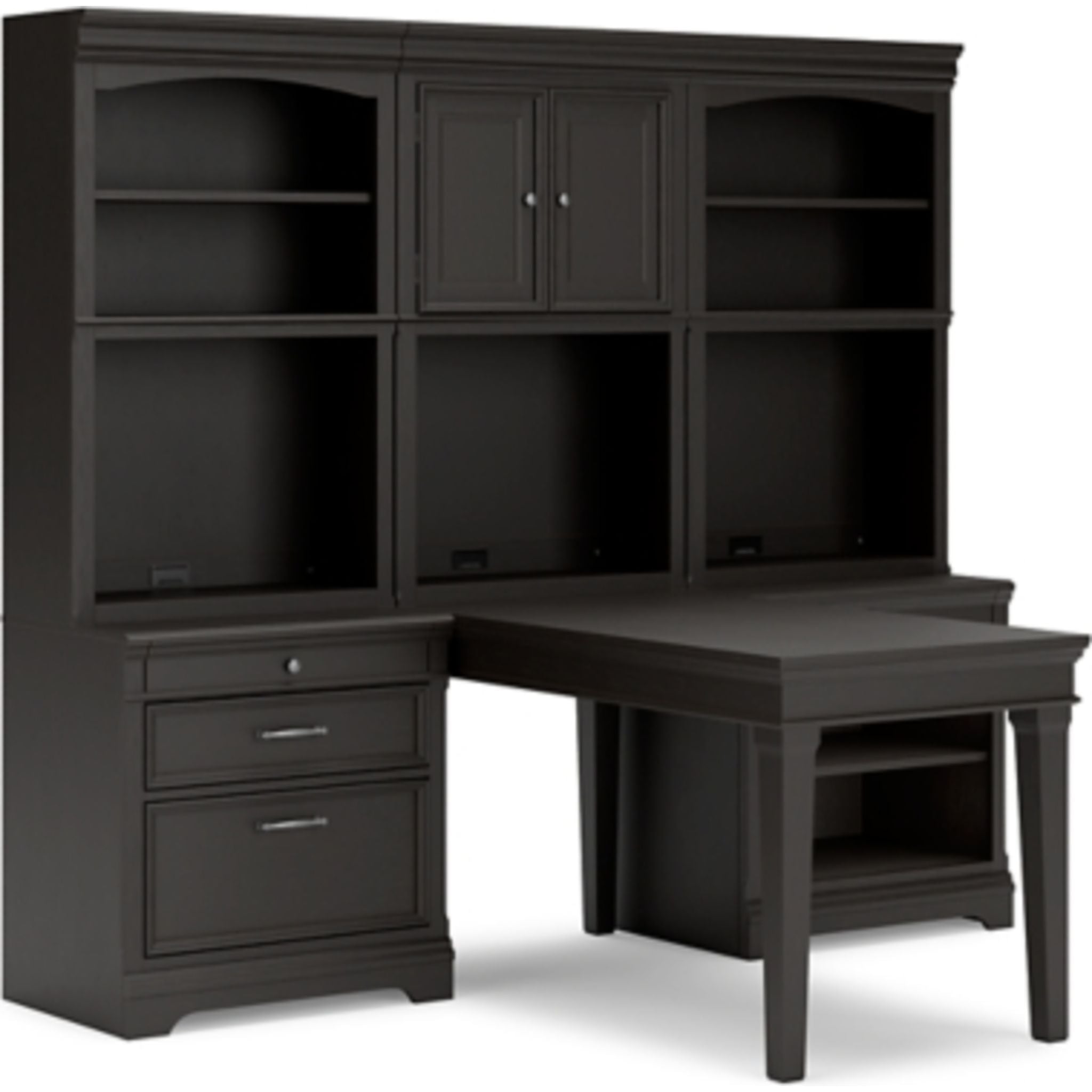 Beckincreek 6-Piece Black Home Office Furniture Set - Desk, Chair & Storage for Modern Workspace & Study Room