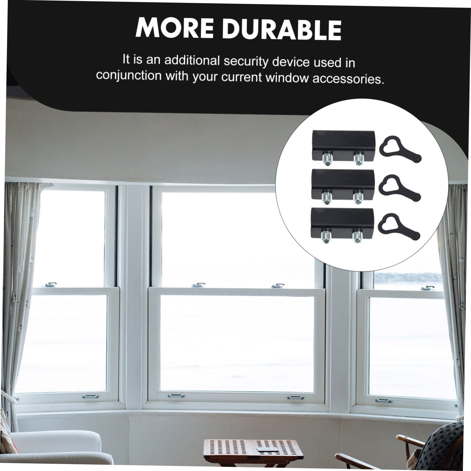 ORFOFE 3-Pack Sliding Window Security Locks - Child Safety Locks & Catches for Doors & Windows - Durable Aluminum Alloy (Black) - Perfect for Home Security & Pet Safety