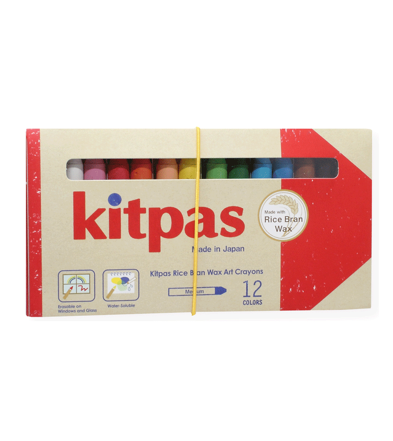 Set of 12 Medium Rice Bran Wax Crayons by Kitpas - Non-Toxic Art Supplies for Kids & Adults - Perfect for Drawing, Coloring Books & DIY Crafts