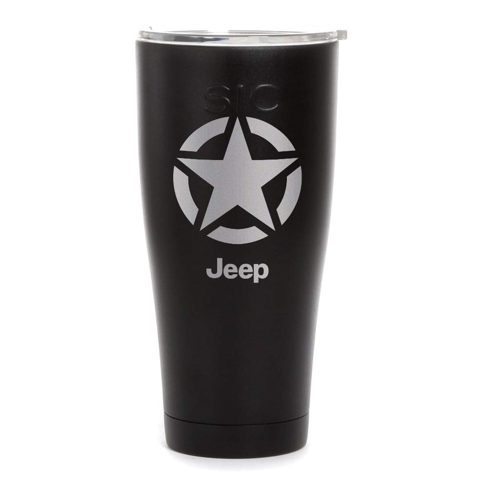 Jeep Willys Star Insulated Stainless Steel Tumbler - 30 oz Black for Camping, Travel & Outdoor Adventures