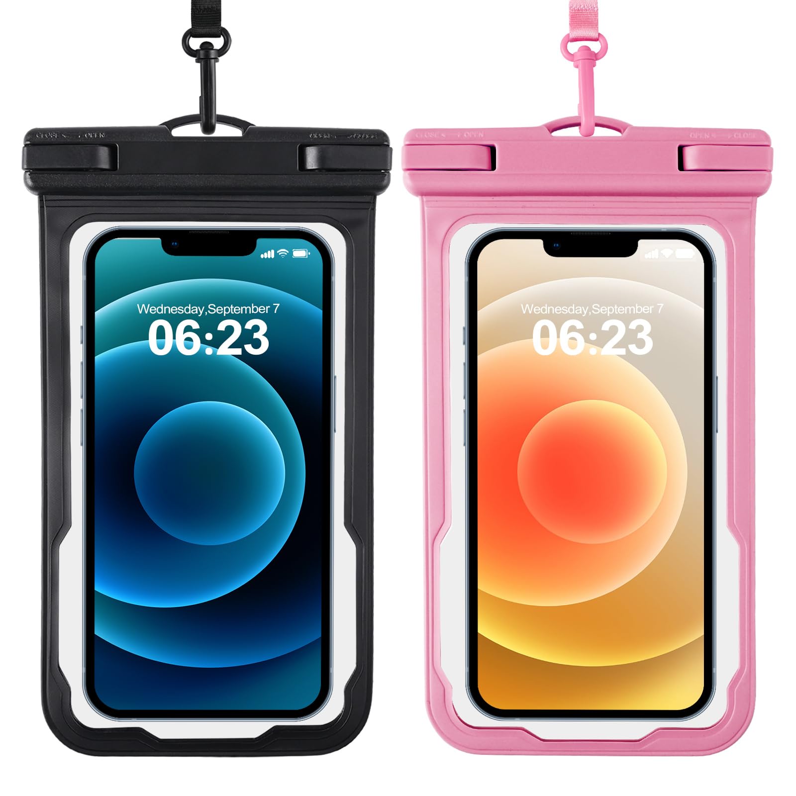 Waterproof Phone Pouch (2 Pack) for iPhone 16/15/14/13/12 Plus Pro Max & Galaxy/Pixel - Cruise, Beach & Travel Essentials - Keep Your Phone Dry While Swimming, Boating & Outdoor Adventures