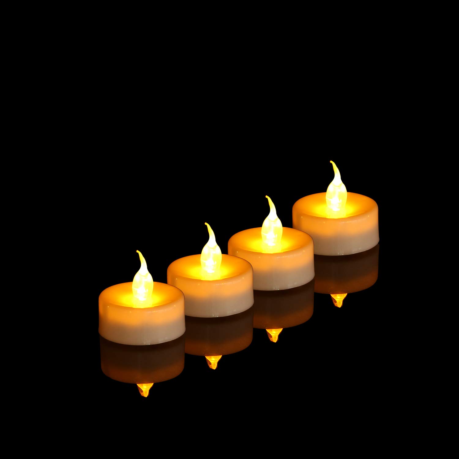 LED Remote Tea Lights with Timer - 12 Pack Electric Flameless Candles, Flickering Amber Votive Lights for Wedding, Home Decor, Party & Romantic Dinner Ambiance