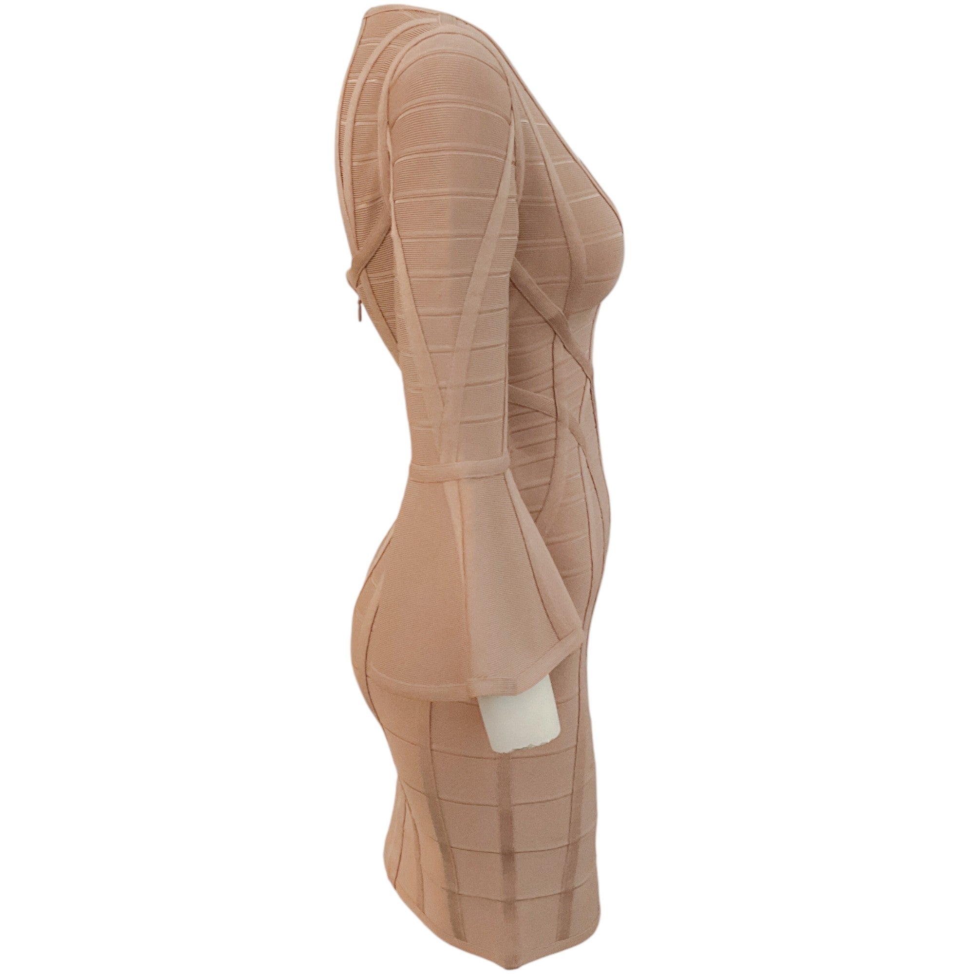 Herve Leger Dune Yasmin Bell Sleeve Dress - Women's Elegant Bodycon Dress for Evening Parties & Special Occasions