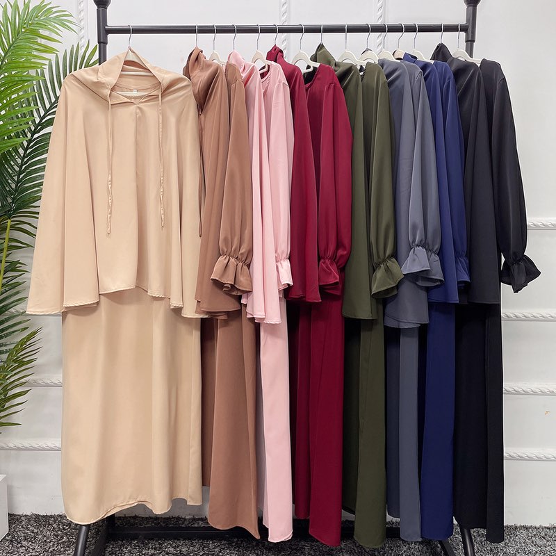 2-Piece Muslim Women's Nida Jilbab Set with Tops, Robe & Dress - Perfect for Prayer, Modest Fashion & Everyday Wear