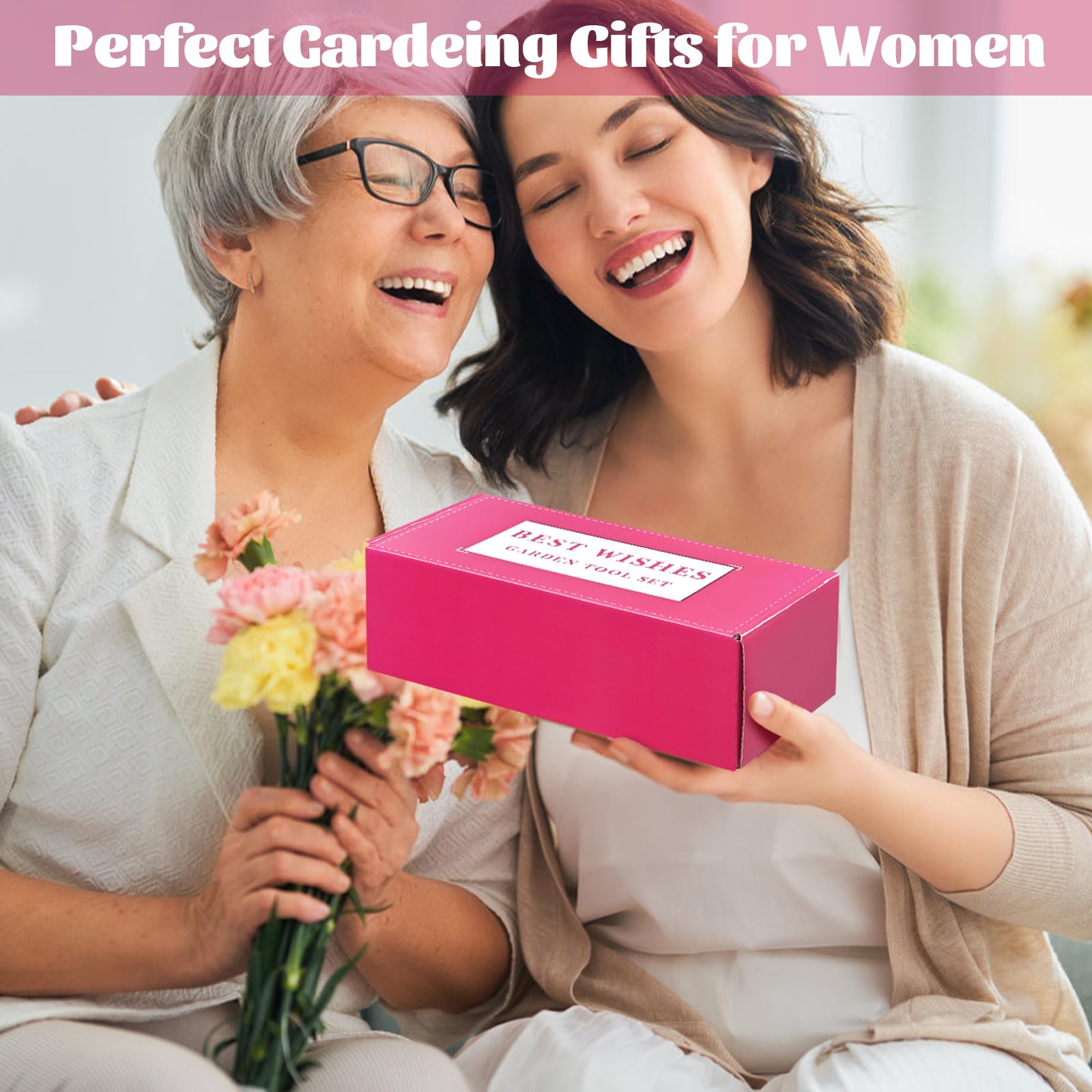 **6-Piece Rose Red Gardening Tools Set for Women - Perfect Gift for Mom, Grandma & Aunt - Ideal for Planting, Weeding & Indoor/Outdoor Gardening**