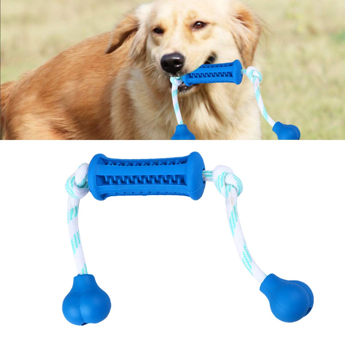 Baluue 1Pc Suction Cup Dog Chew Toy - Interactive Food Dispenser, Dental Chew Ball & Brushing Stick for Puppies - Pet Toothbrush & Snack Holder for Teeth Cleaning and Playtime Fun