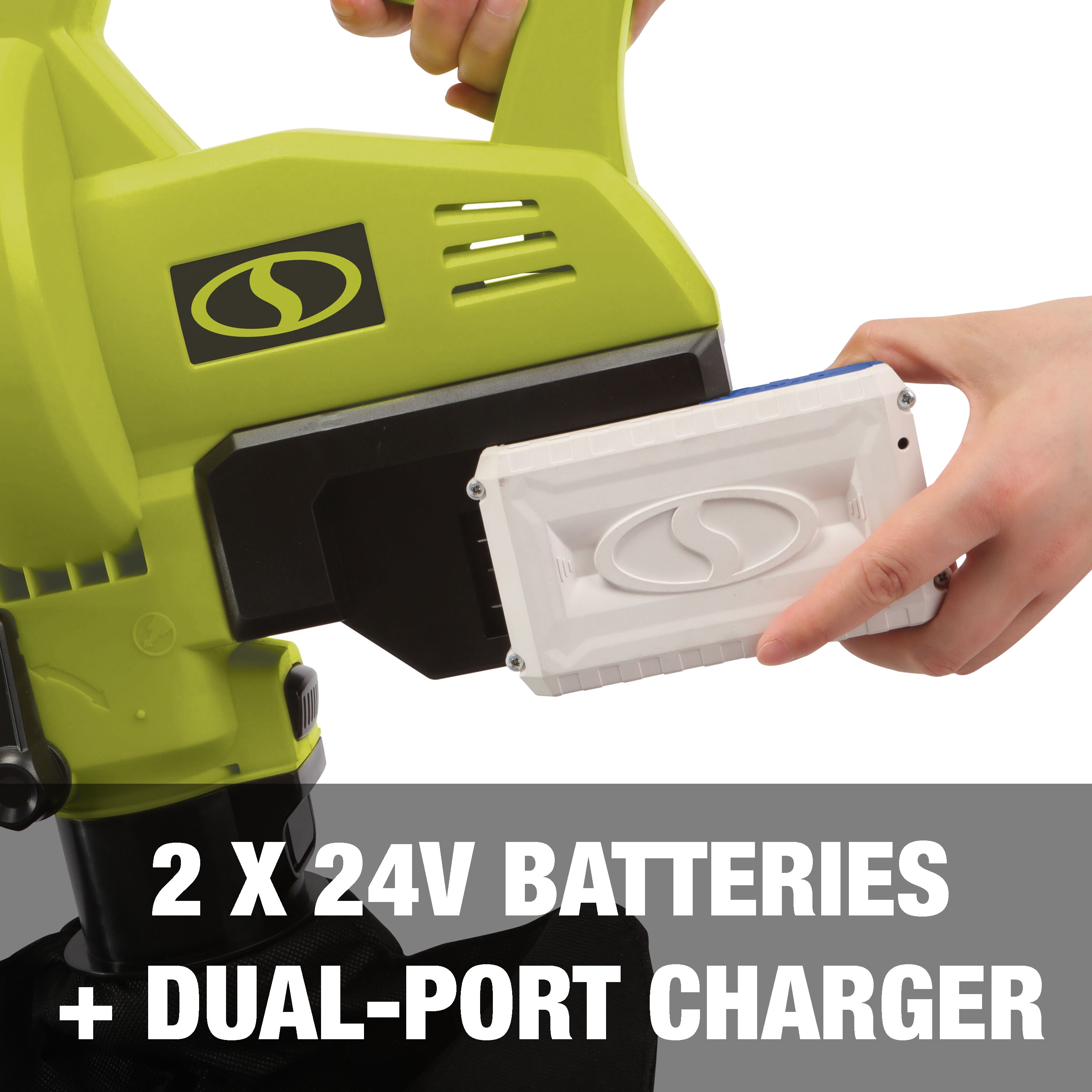 Sun Joe 48V IONMAX Cordless Leaf Blower Vacuum Mulcher Kit - 163 MPH, 391 CFM with 2 x 5.0Ah Batteries & Dual Port Charger | Powerful Yard Cleanup for Leaves, Grass Clippings & Debris | Ideal for Home Lawn, Garden & Backyard Maintenance