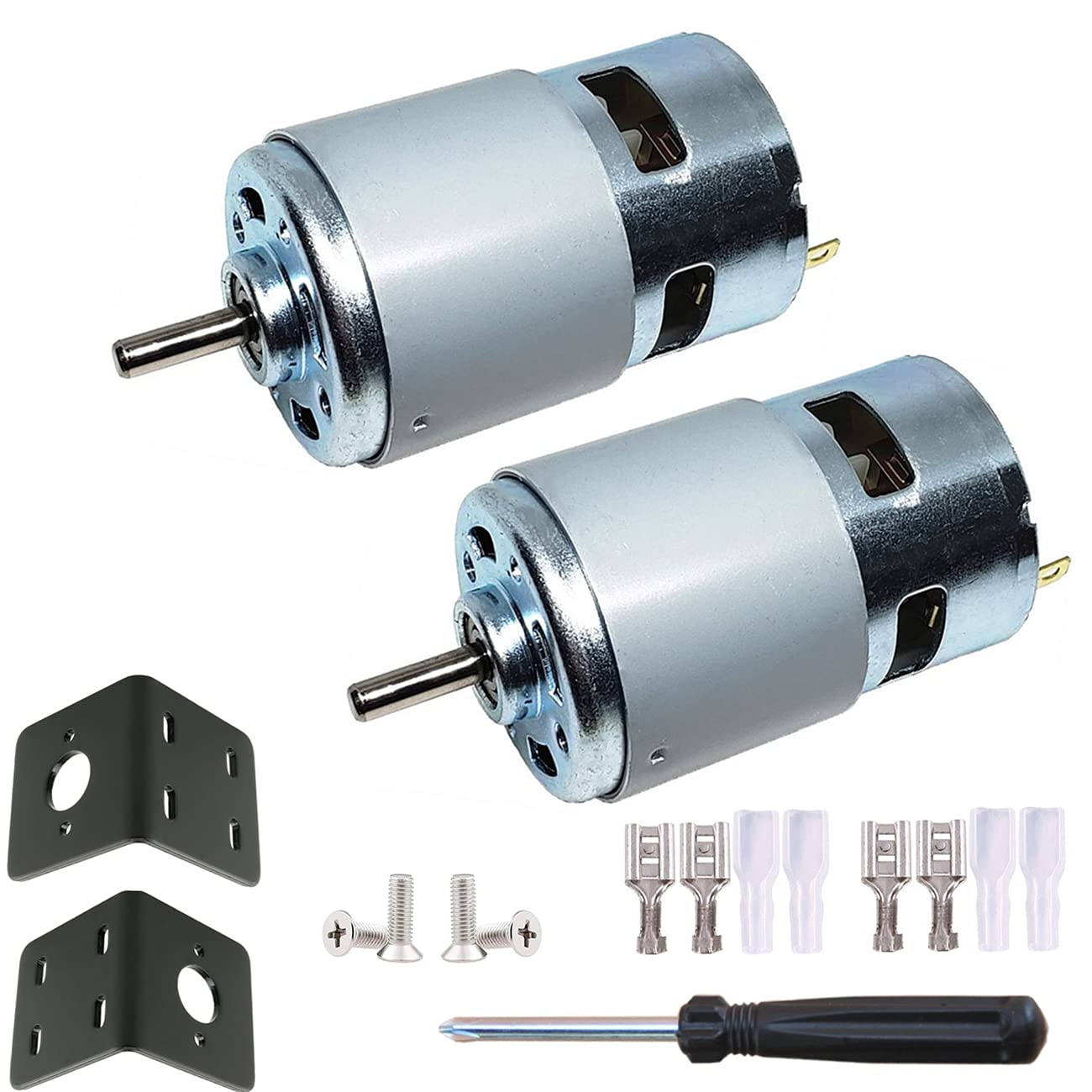 High Torque 24V DC 775 Motor 20000RPM - Powerful Low Noise Ball Bearing Electric Motor (2-Pack with Bracket) - Ideal for Power Tools, DIY Projects, and Industrial Applications