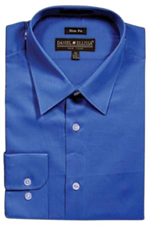 DANIEL ELLISSA Men's Slim Fit CVC Shirt DS3003 in Royal Blue - Perfect for Business Casual, Office Wear & Formal Occasions