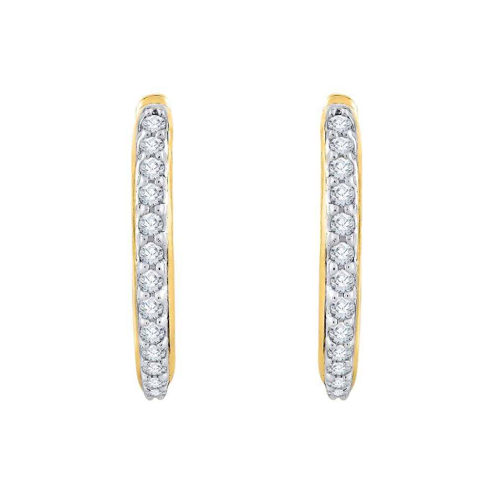 KATARINA 14K Gold Diamond Hoop Earrings (1 cttw, J-K Color, I2-I3 Clarity) - Elegant Everyday Jewelry for Women, Perfect for Work, Parties & Special Occasions