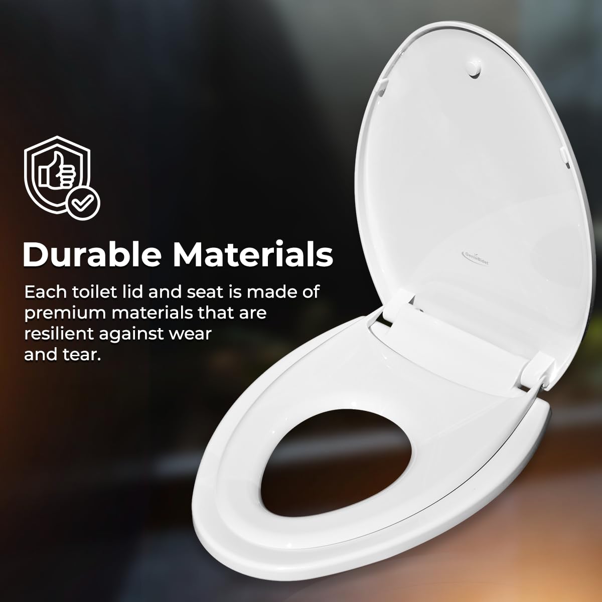 GenieBidet Elongated Toilet Seat with Built-In Toddler Seat - Slow Close Lid, Non-Skid Bumpers, Easy Detach for Potty Training - Bright White - Perfect for Family Bathrooms & Child Potty Training
