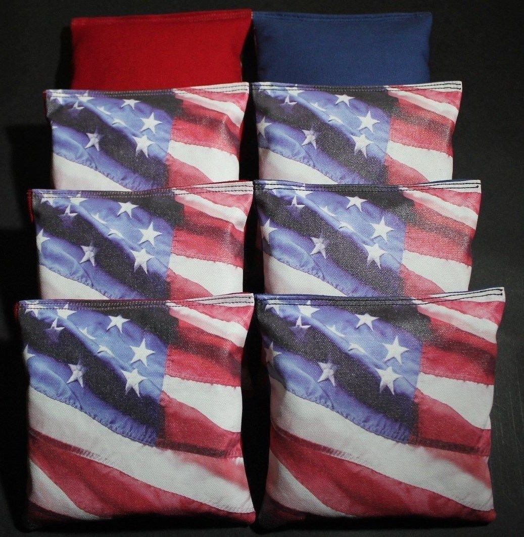 Premium All-Weather Custom Cornhole Bean Bags - Set of 8 ACA Regulation Size Resin-Filled Bags (#13) for Backyard Games, Tailgating & Outdoor Parties