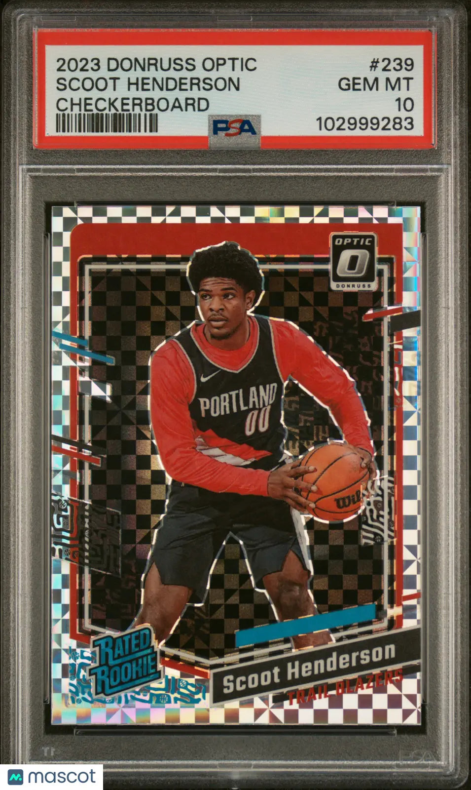 2023 Panini Donruss Optic Scoot Henderson Rated Rookie Checkerboard Basketball Card PSA 10 Gem Mint - Perfect for Collectors, Investors, and Sports Memorabilia Displays