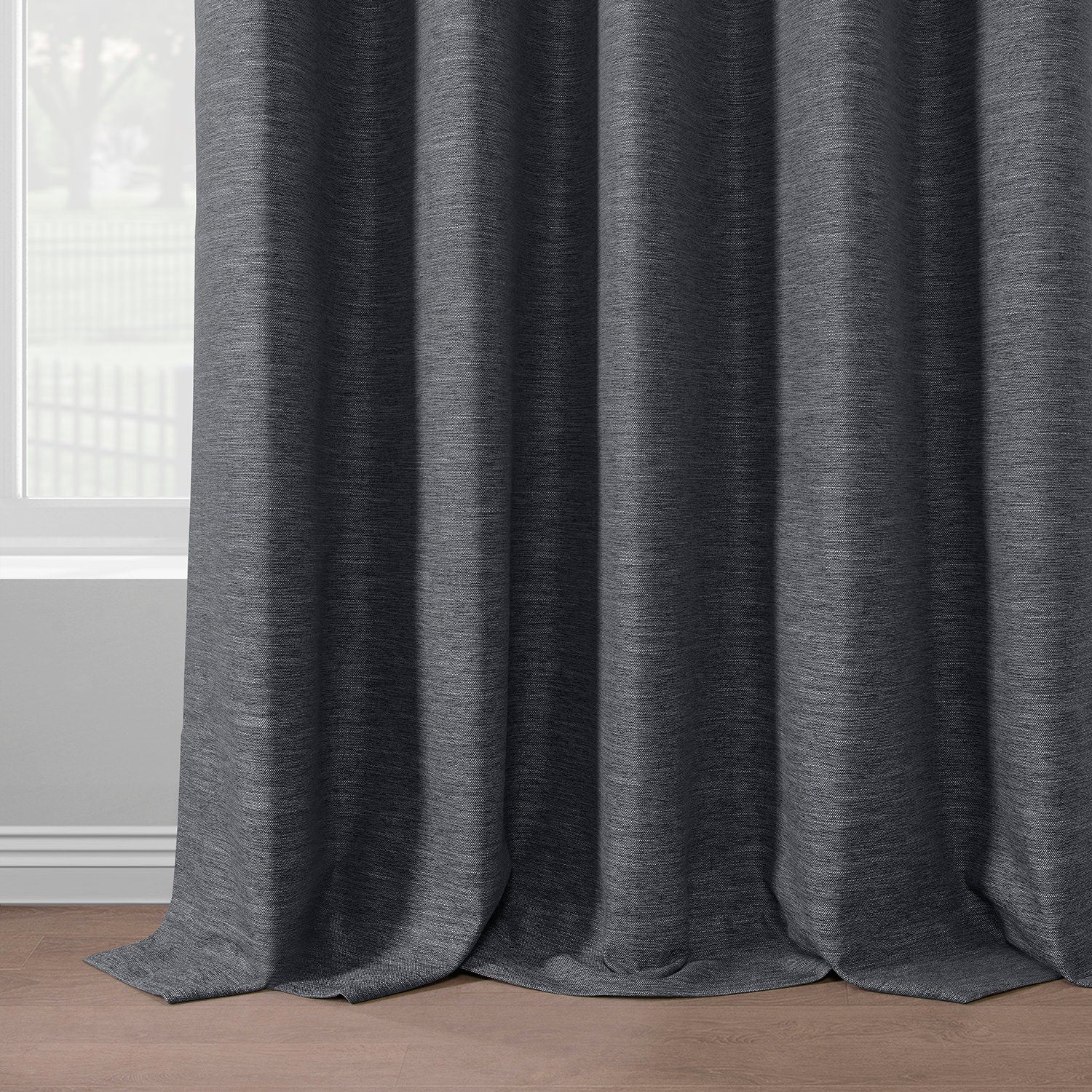 Rustic Charcoal Boho Chic Faux Linen Blackout Curtains - Set of 2 Panels for Living Room, Bedroom & Nursery - Noise Reducing & Light Blocking Window Treatments