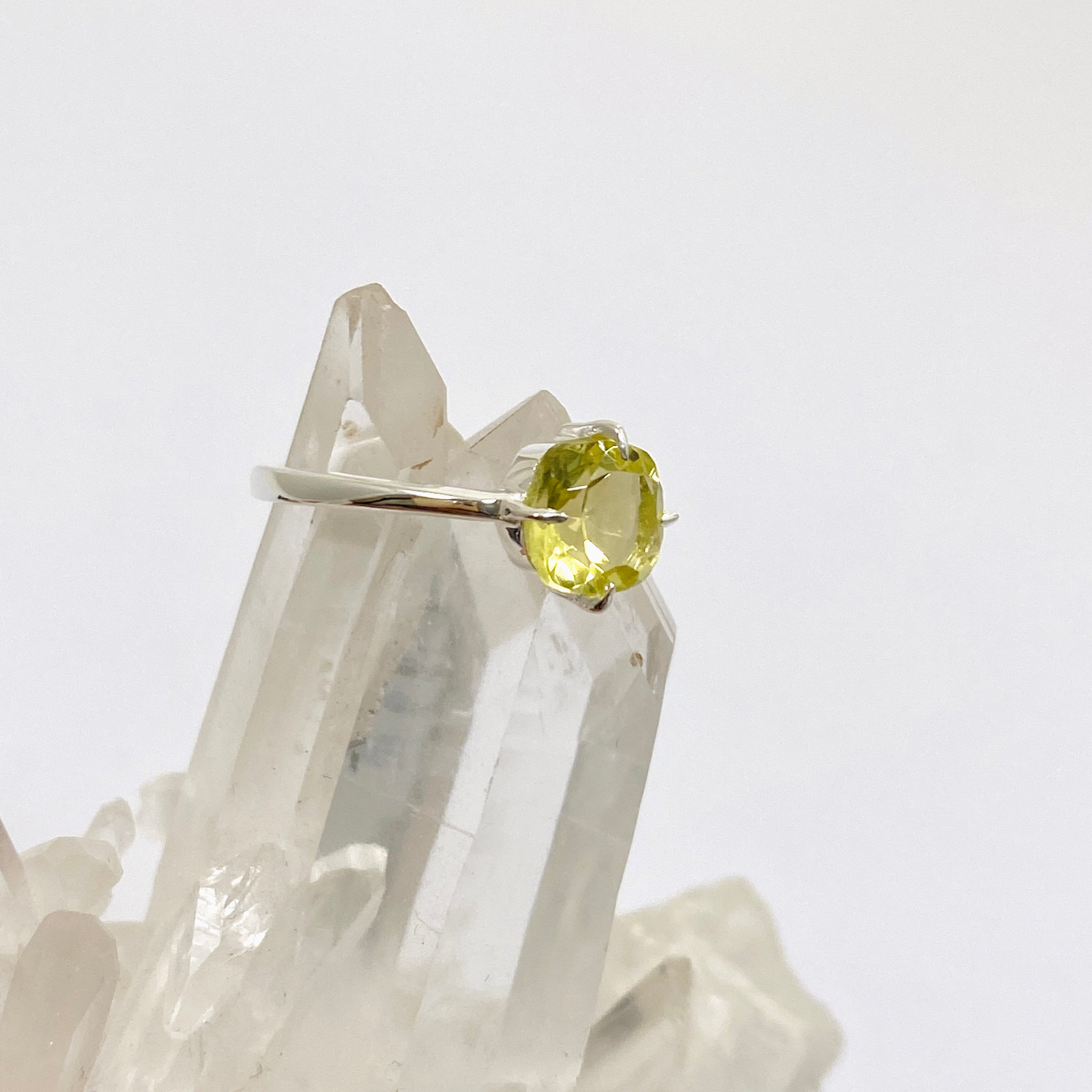 Lemon Quartz Faceted Square Solitaire Ring R4806 - Elegant Gemstone Jewelry for Women, Perfect for Engagement, Wedding & Special Occasions
