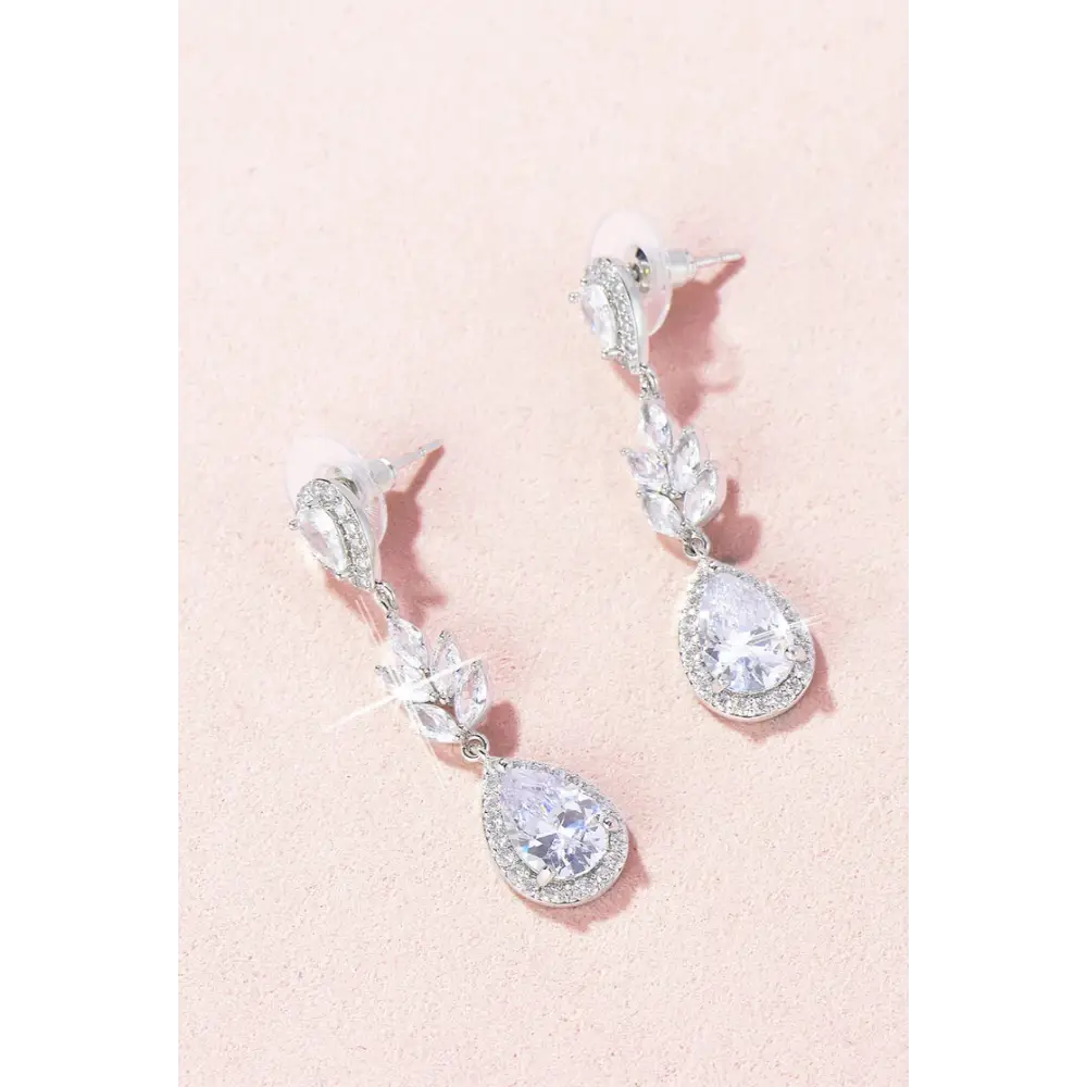 Scarlett CZ Drop Earrings E015 - Elegant Cubic Zirconia Dangle Earrings for Women, Perfect for Weddings, Parties & Evening Events