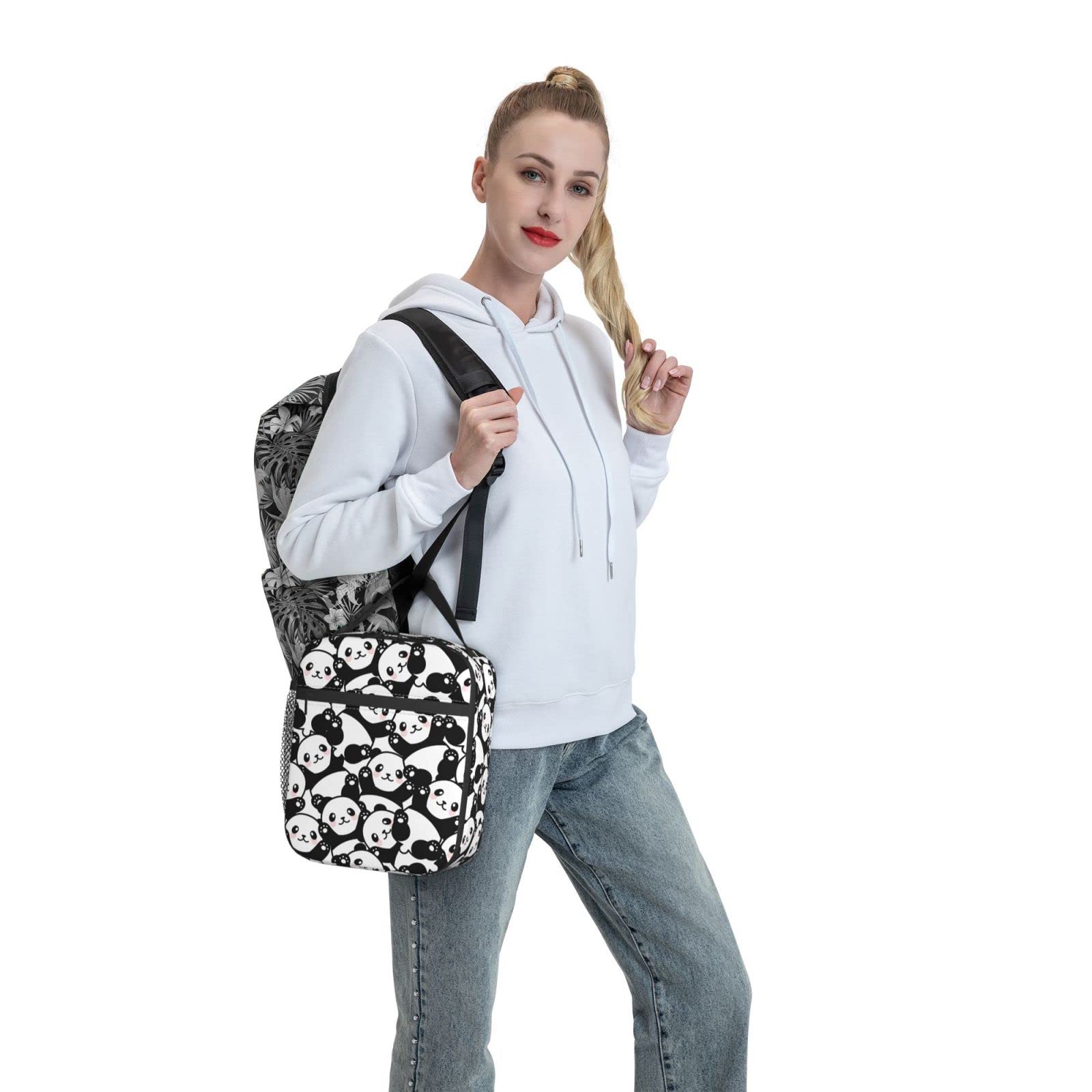 Eco-Friendly Reusable Panda Lunch Bag for Women & Men - Insulated Leakproof Lunch Tote for Office, School & Picnic - Cute Cartoon Panda Design Lunch Box for Adults, Teens & Kids - Perfect for Work, School, Travel & Outdoor Activities