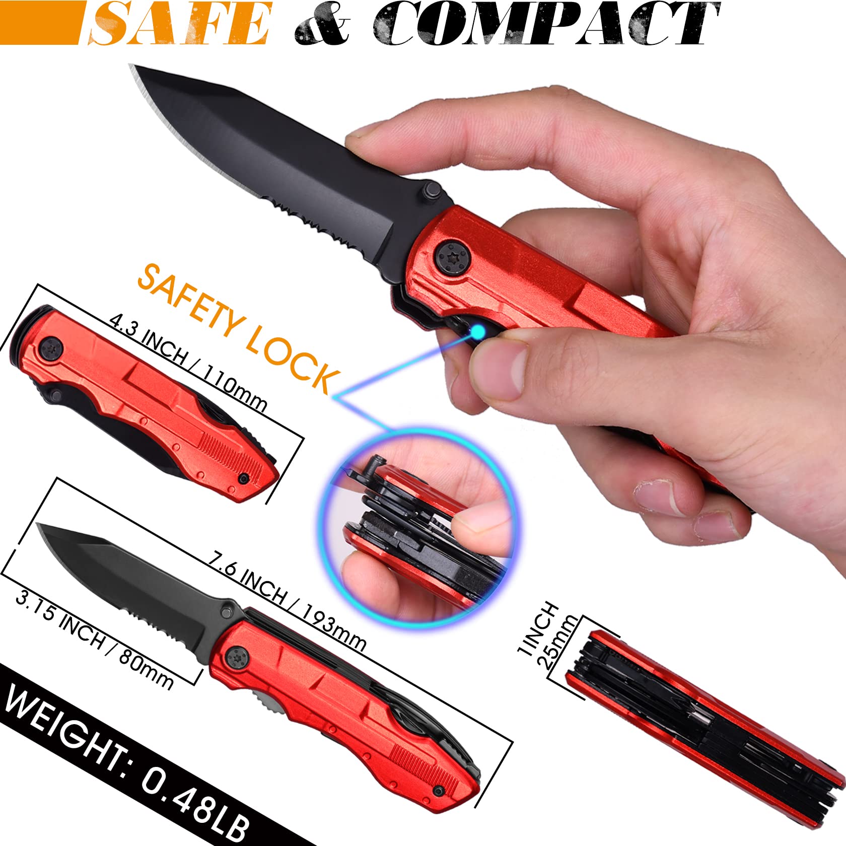 Men's Pocket Folding Knife - Cool Camping & Survival Gift for Dad, Boyfriend
