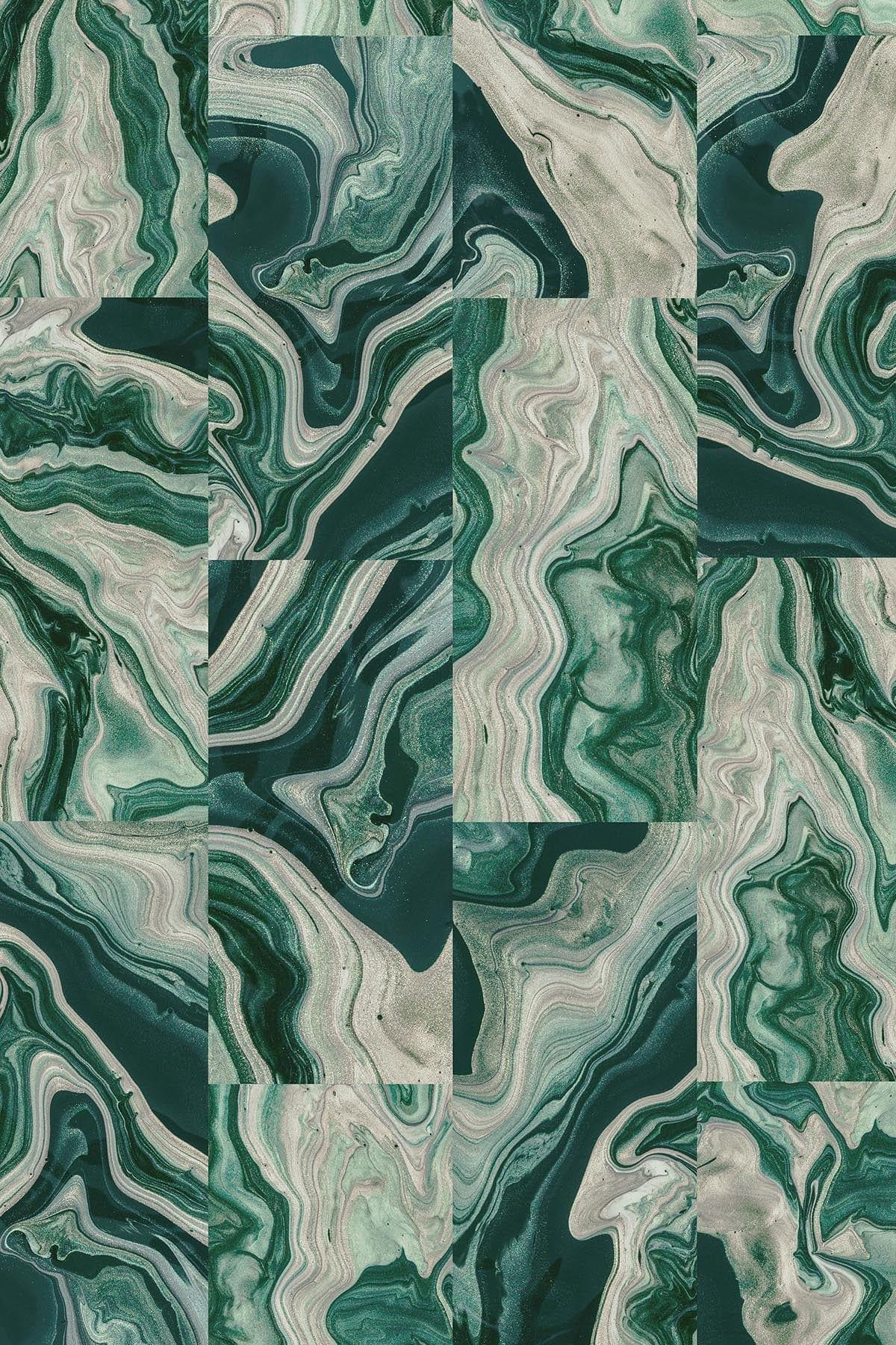Premium Marble Tiles - Set of 2 Elegant Green Stone Tiles for Kitchen Backsplash, Bathroom Wall Decor & Home Renovation