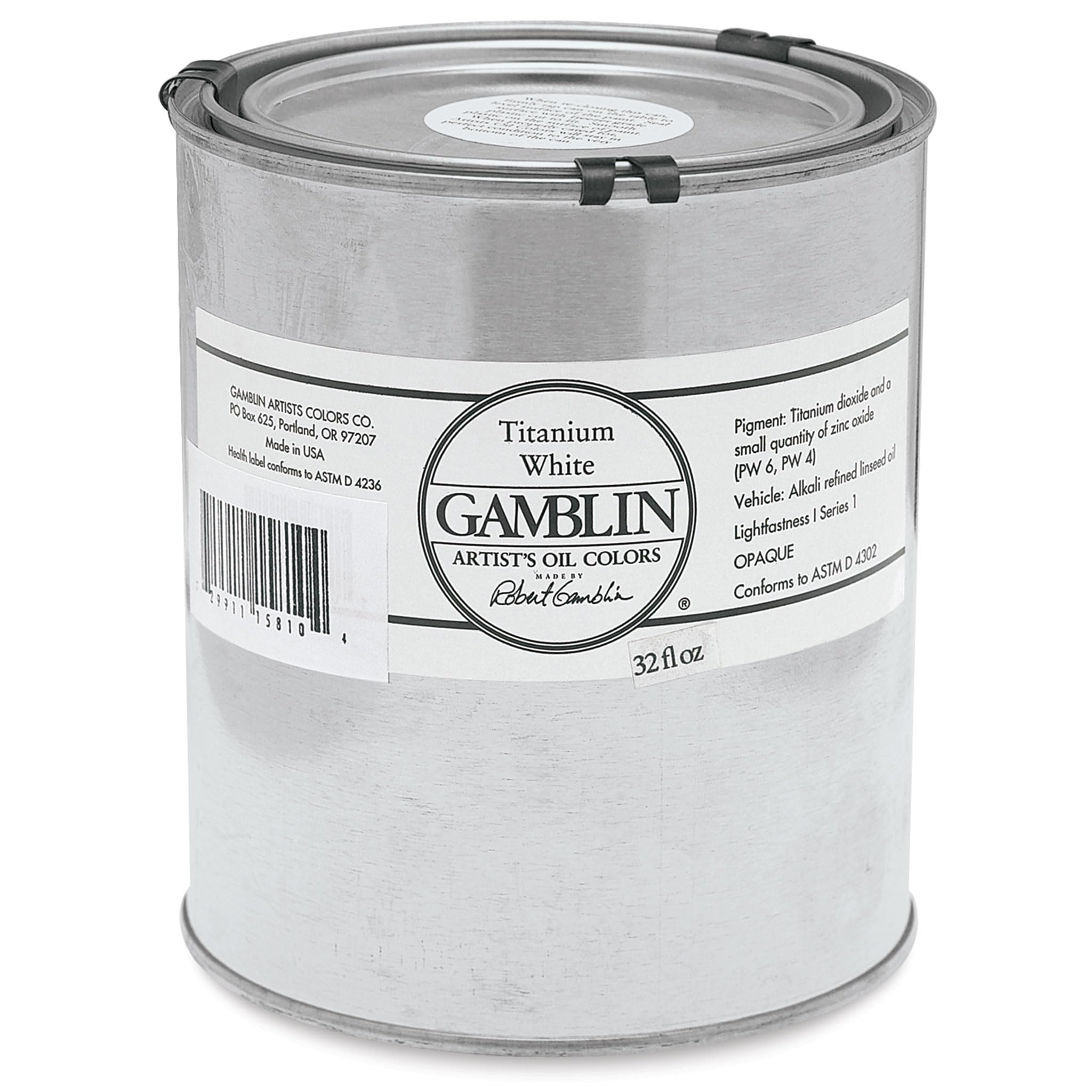 Gamblin Artist Oil Color - Titanium White (32 oz Can) | Professional Oil Paint for Canvas, Portraits & Fine Art | Perfect for Artists & Painters