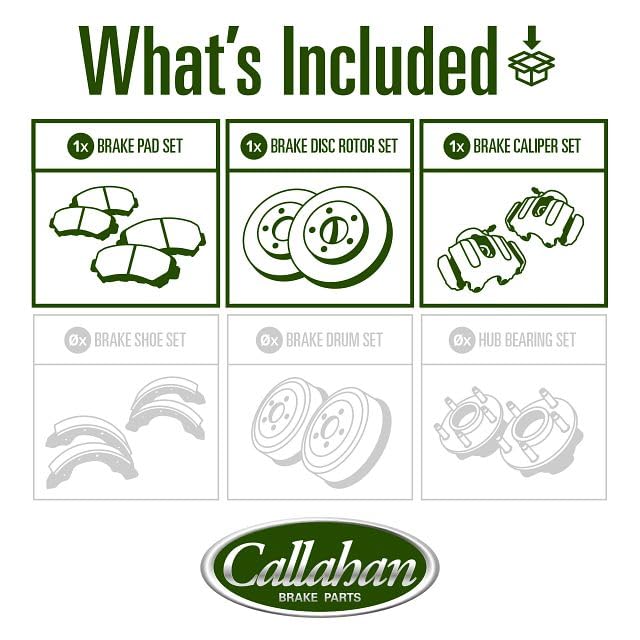 Callahan Rear Brake Kit for Mitsubishi Endeavor - Drilled & Slotted Brake Rotors, Ceramic Pads with Calipers | High-Performance Braking for Off-Road & Towing | DIY Installation & Replacement Parts