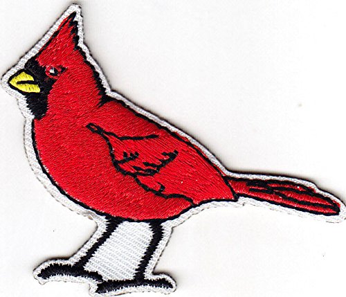 Red Cardinal Bird Winter Iron On Embroidered Patch for Jackets, Hats & DIY Crafts - Handmade Applique for Clothing & Accessories