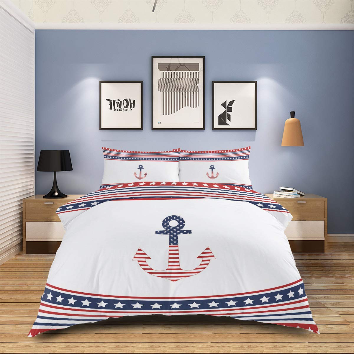 Cal King Size Duvet Cover Set 4Pcs - American Flag Bedding Sets with Ultra Silky Cozy Microfiber Comforter Cover for Adults, Kids & Seniors - Independence Day Patriotic Decor for Bedroom, Dorm or Guest Room