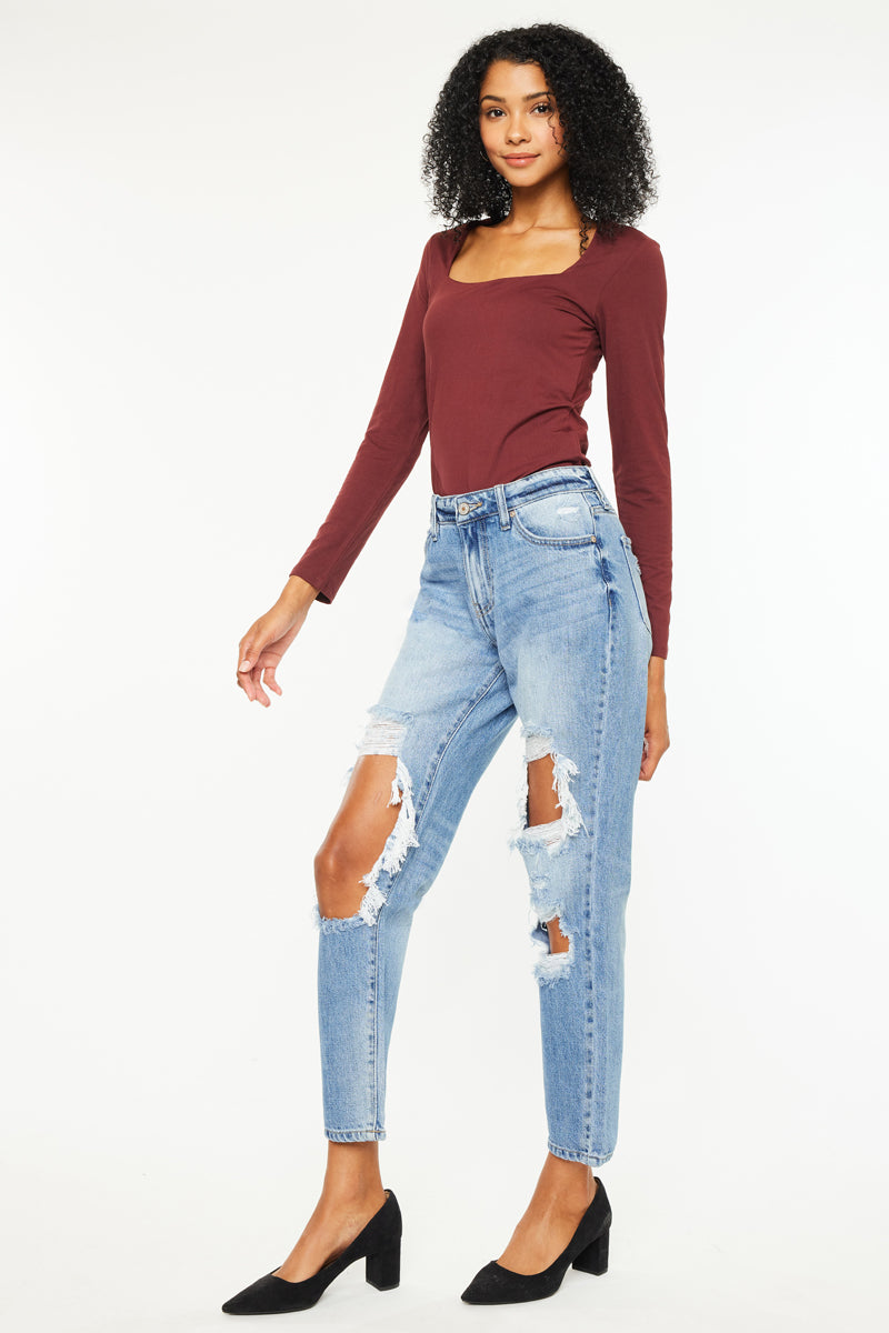 Bonnie High Rise Boyfriend Jeans for Women - Stretch Denim Comfort Fit Casual Pants (Perfect for Everyday Wear, Weekend Outings & Street Style Looks)