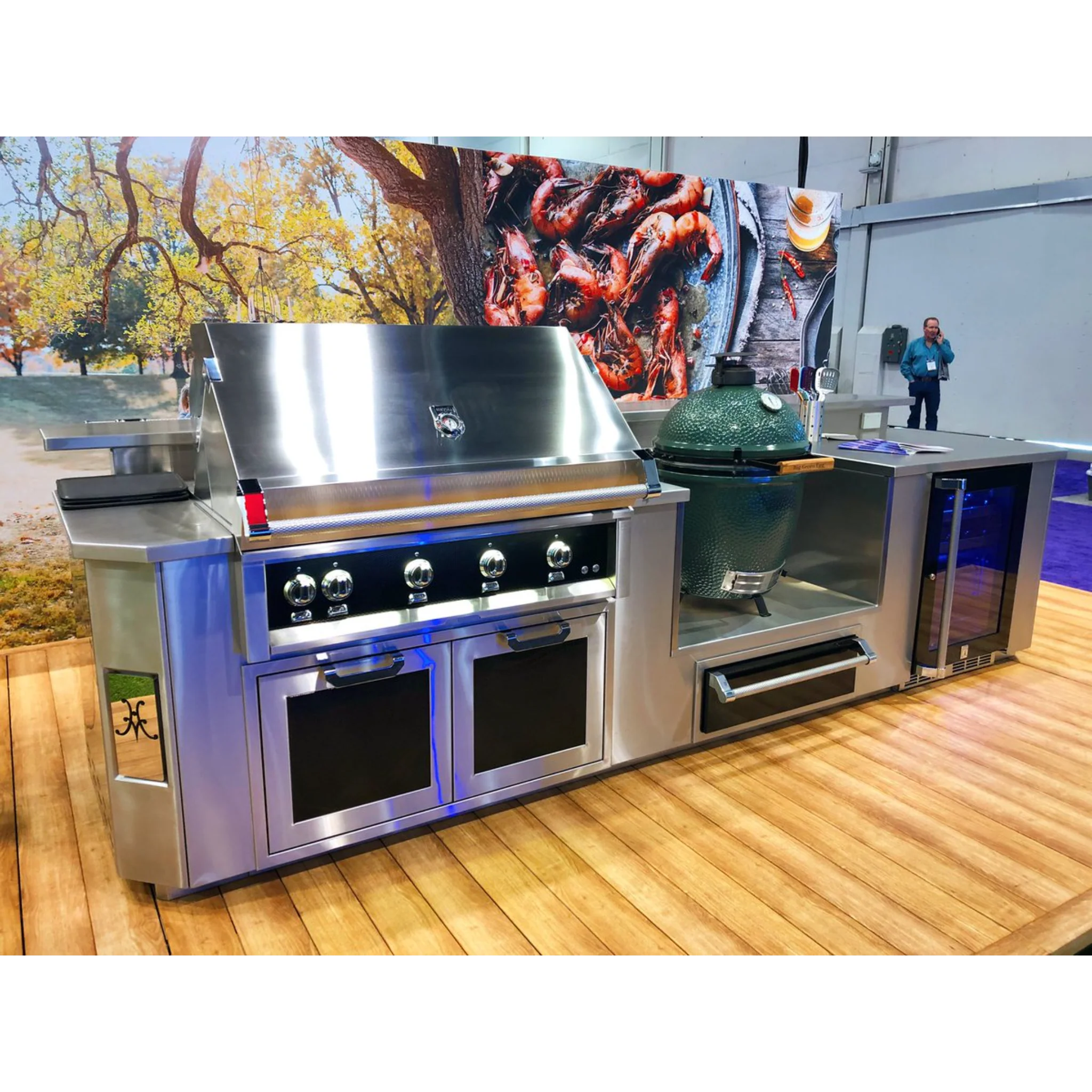Hestan 12 Ft. GE Series Kitchen Island with Kamado Cutout - Premium Outdoor Cooking Station for Backyard BBQs and Patio Entertaining | GESK12