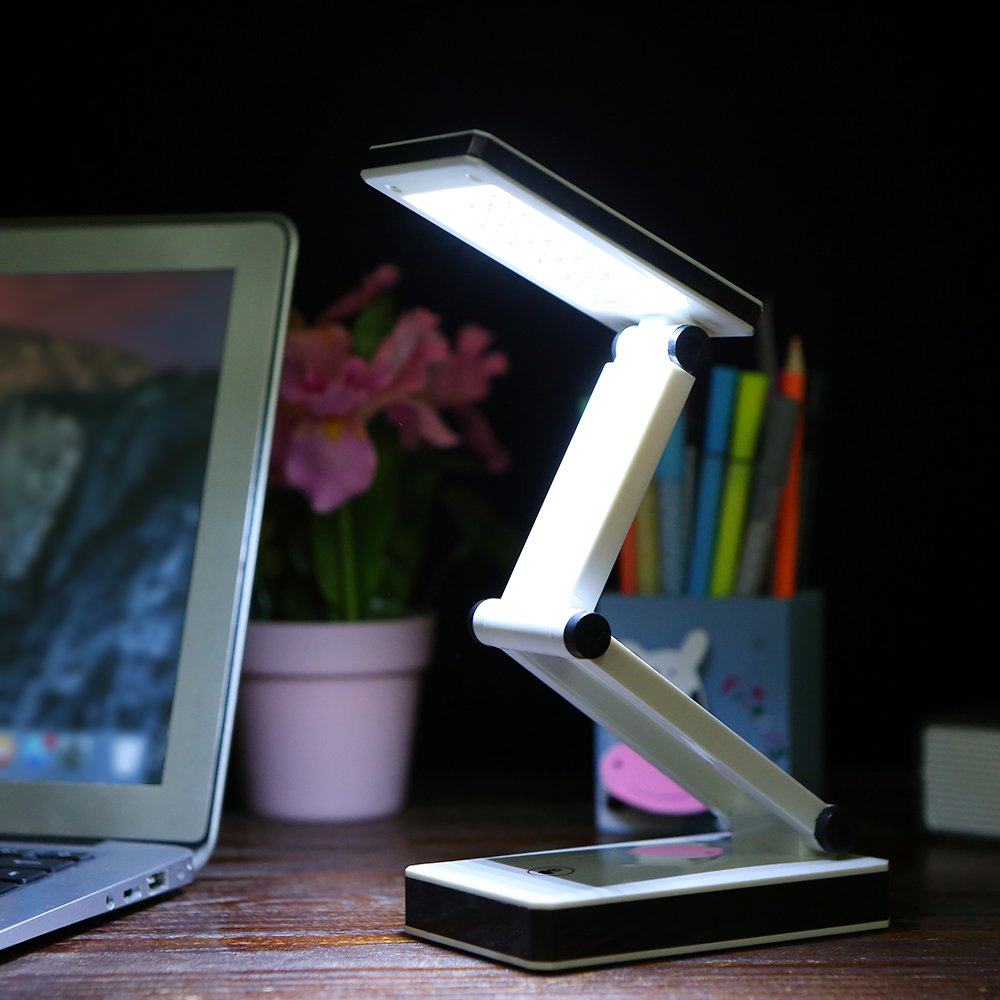 Foldable LED Desk Lamp with Touch Control - 3 Brightness Levels, USB & Battery Powered - Portable Reading Light for Travel, Study, Home Office & School - Perfect for Night Reading, Working & Studying in Bed or Desk