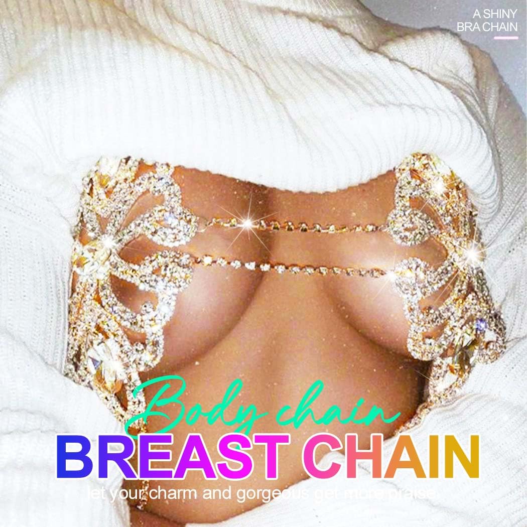 Sparkly Rhinestone Body Chain Jewelry for Women - Crystal Bra Top Accessory for Summer, Beach, Music Festivals & Bachelorette Parties