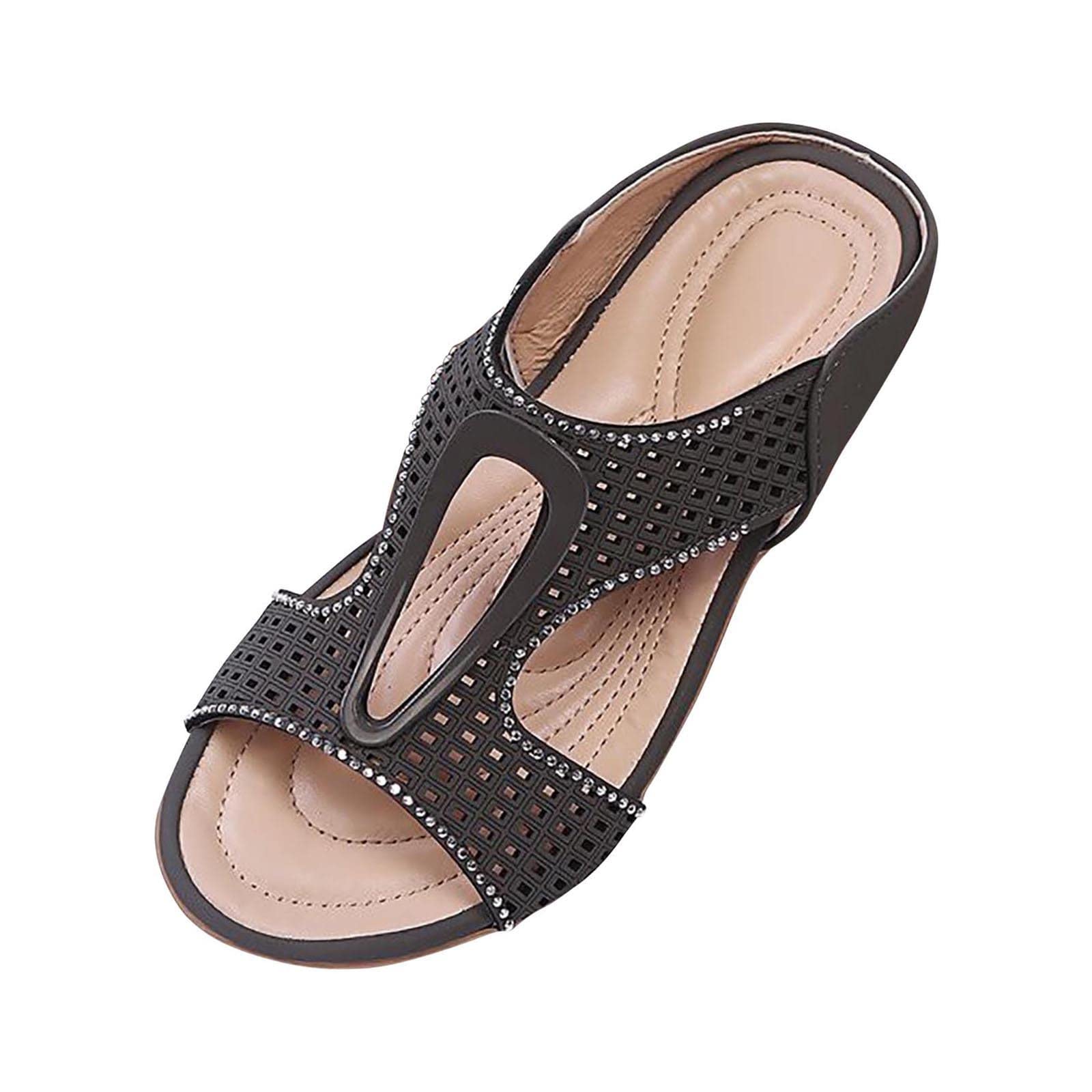Women's Wedge High Heel Sandals - Strappy Fish Mouth Summer Sandals with Stitched Design | Perfect for Beach, Vacation & Casual Outings
