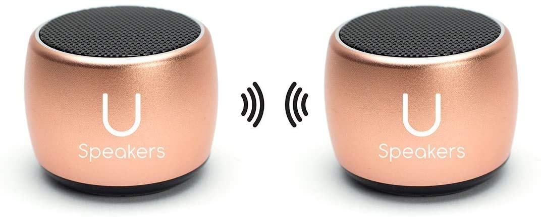 U Pro Wireless Bluetooth Speakers (Set of 2) - Rose Gold Portable Waterproof Speakers for Outdoor, Pool Party, Beach & Home Use